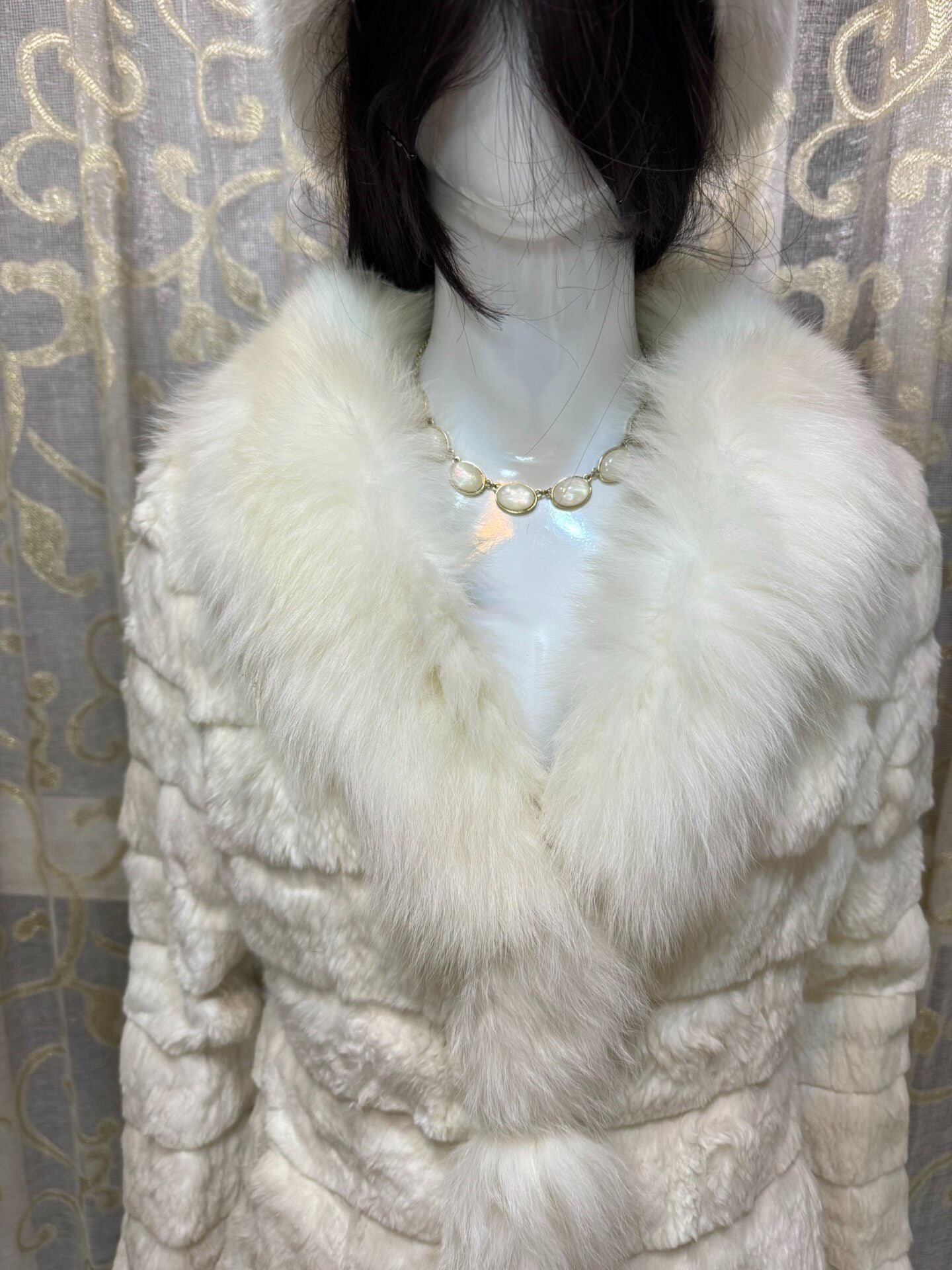 Vintage White Genuine Fur Coat