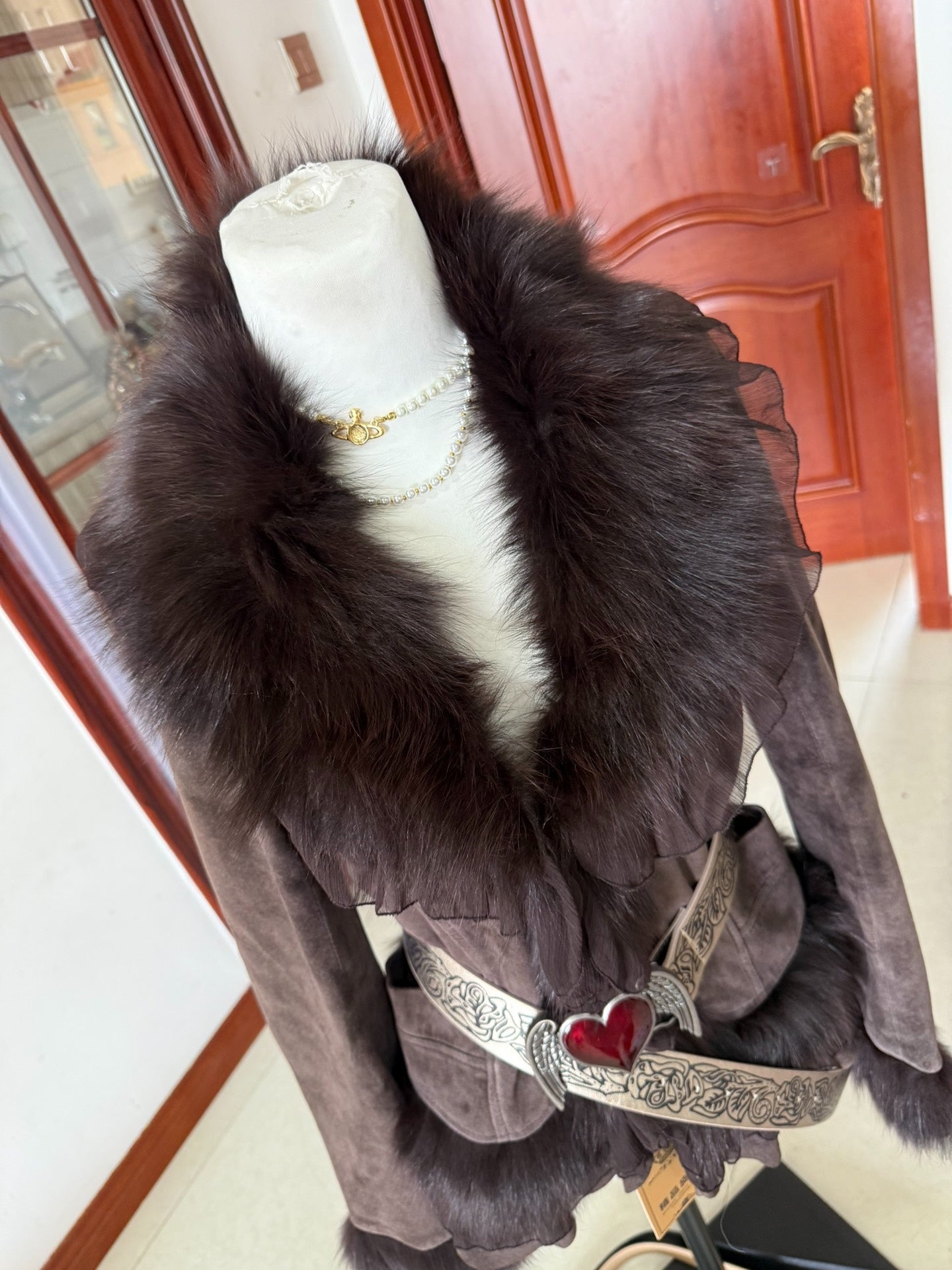 Vintage brown genuine fur coat