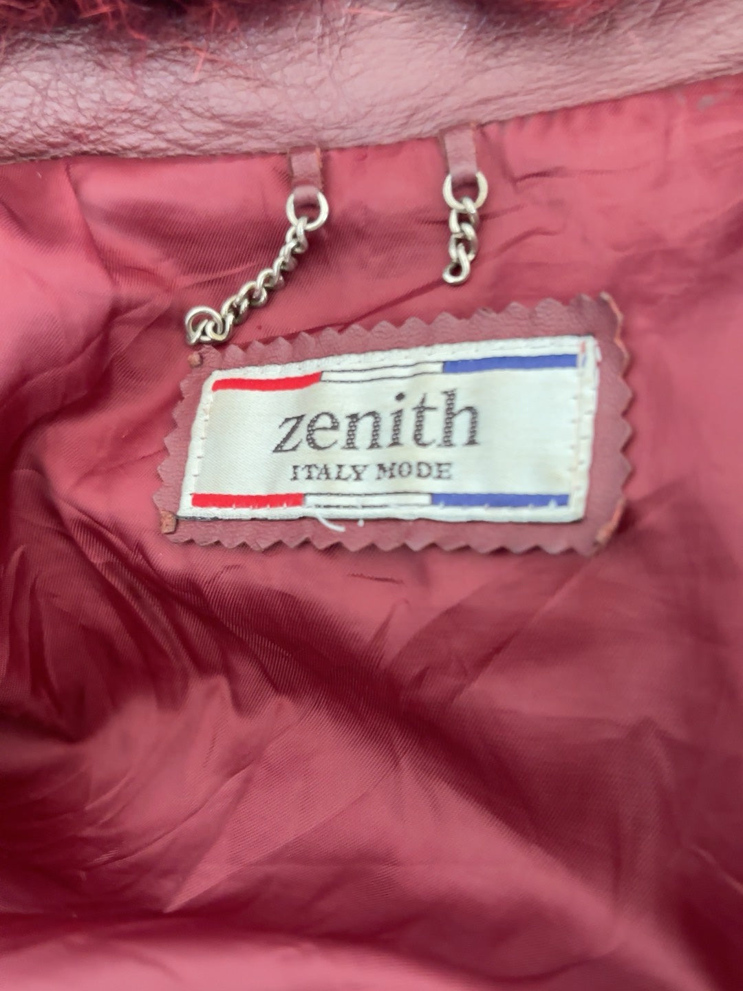 Vintage burgundy genuine leather long coat