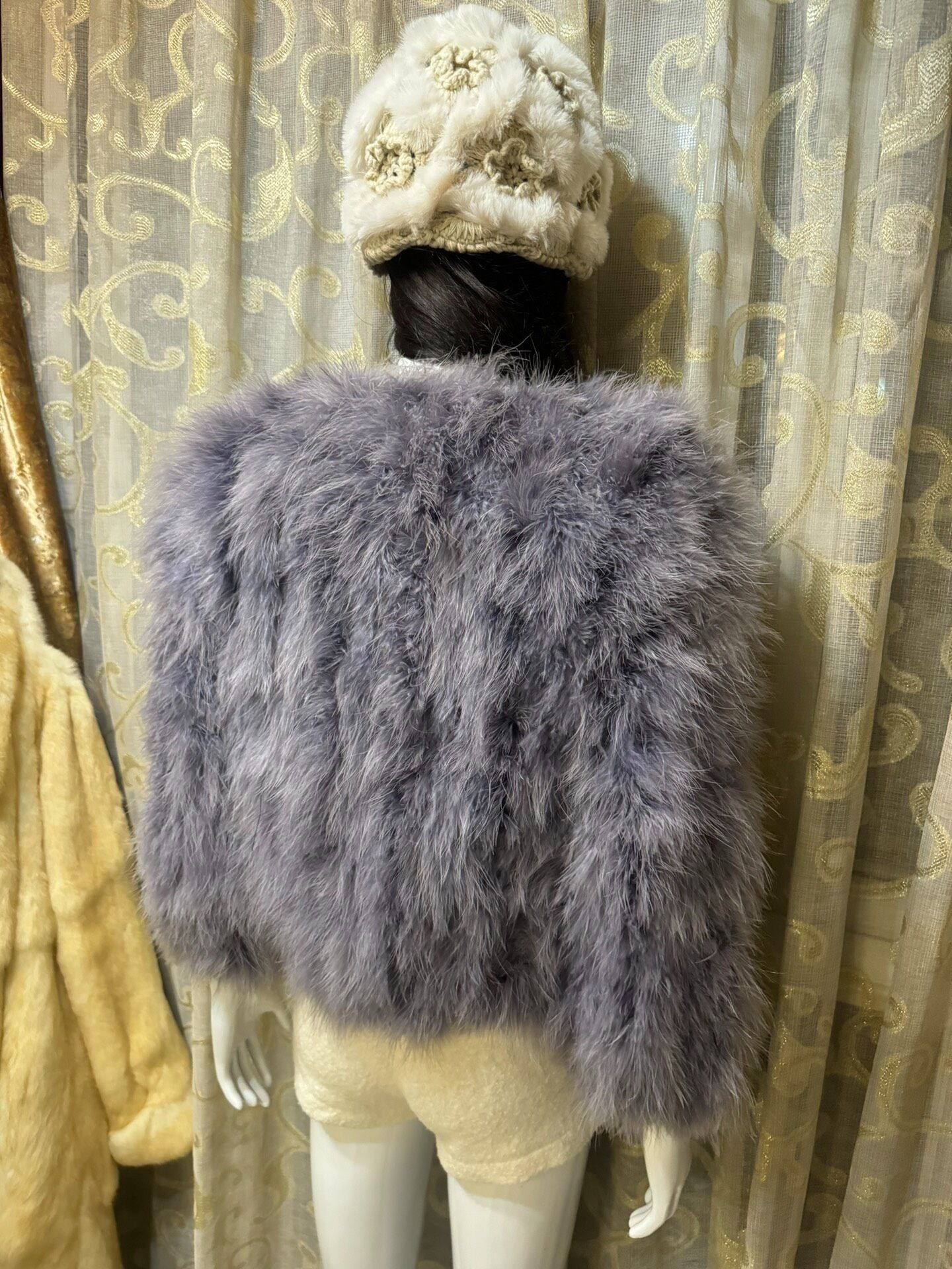 Vintage Blue-Purple Genuine Fur Coat