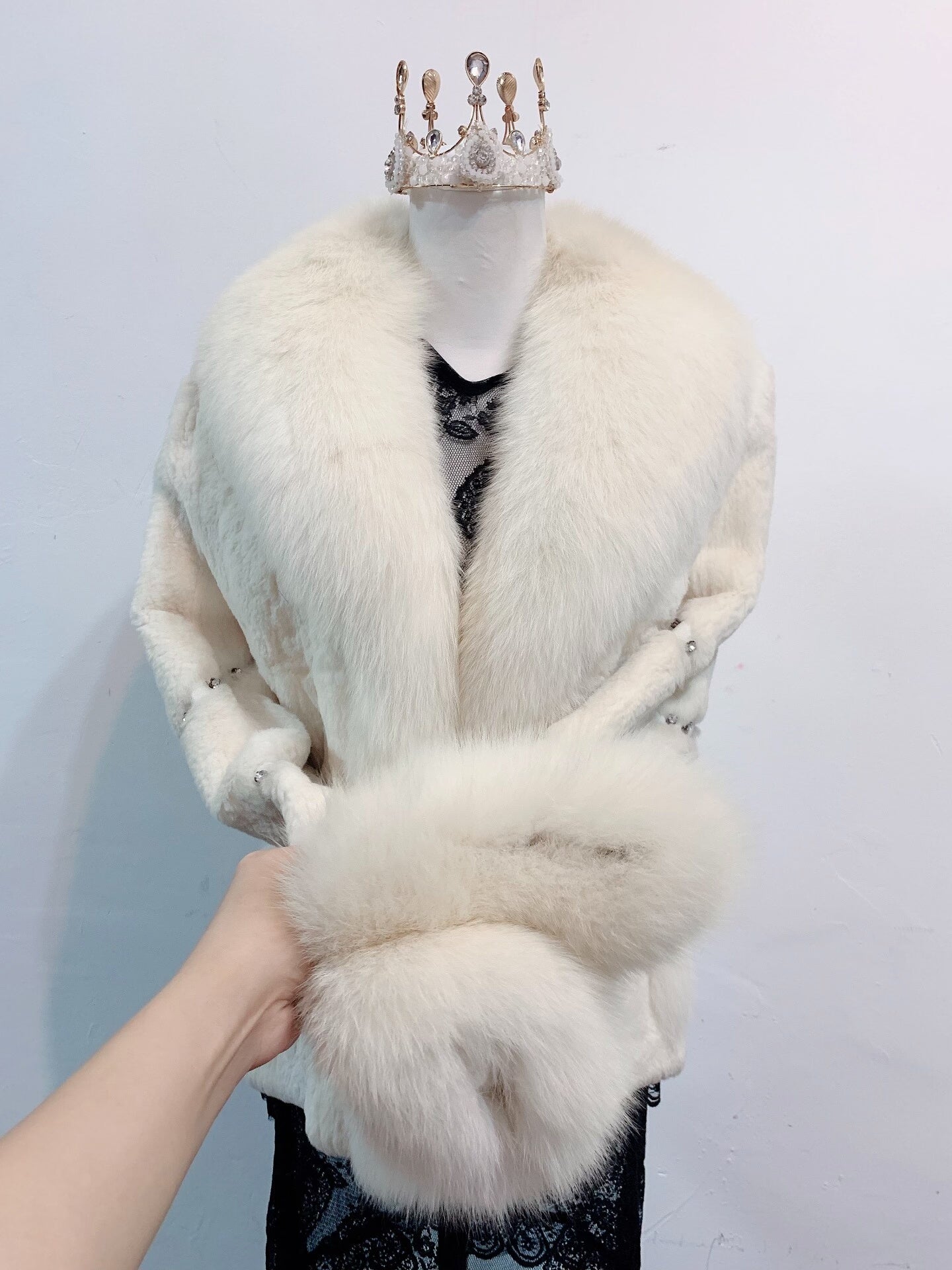 Vintage White Genuine Fur Coat