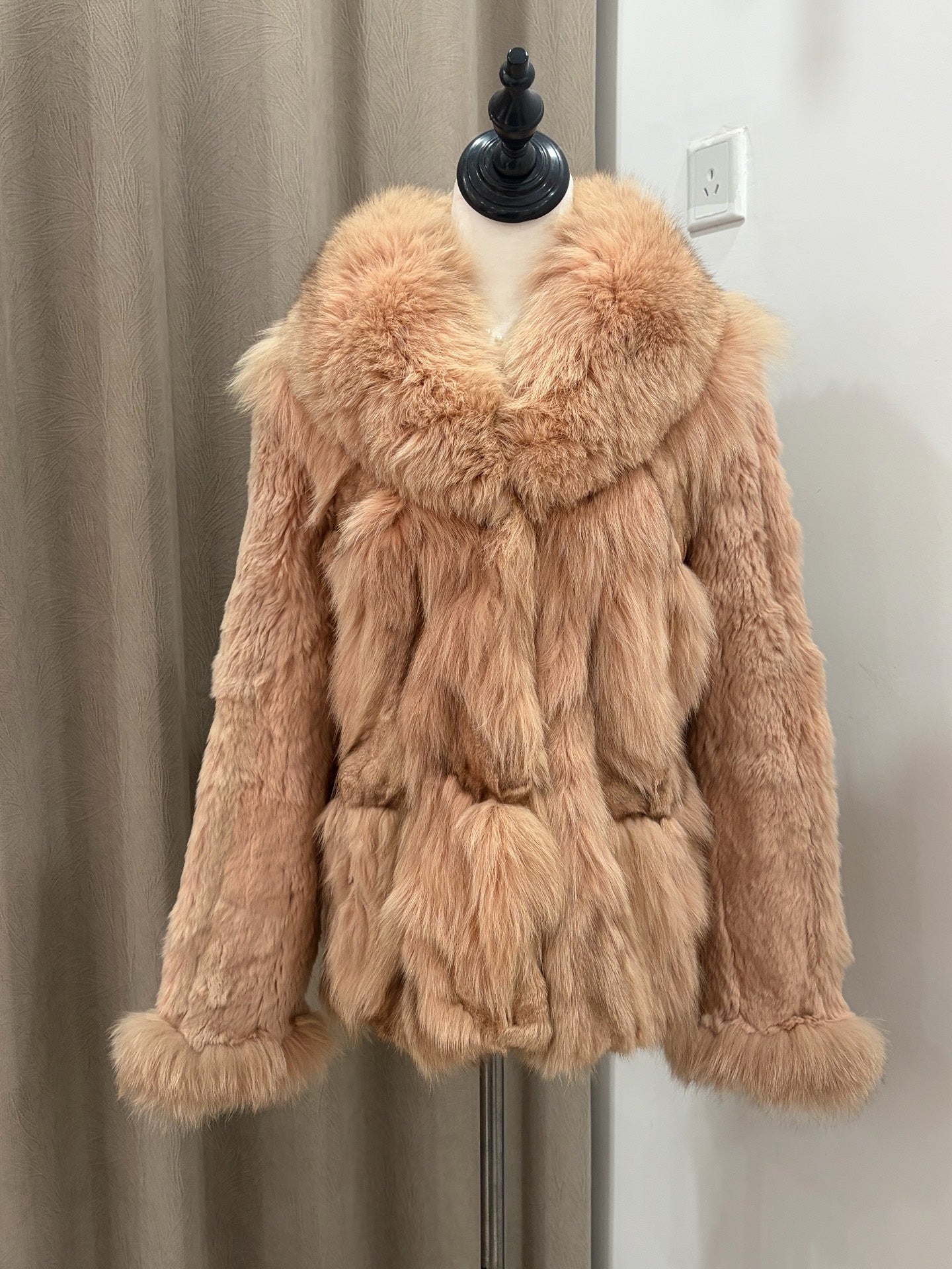 Vintage pink real fur coat