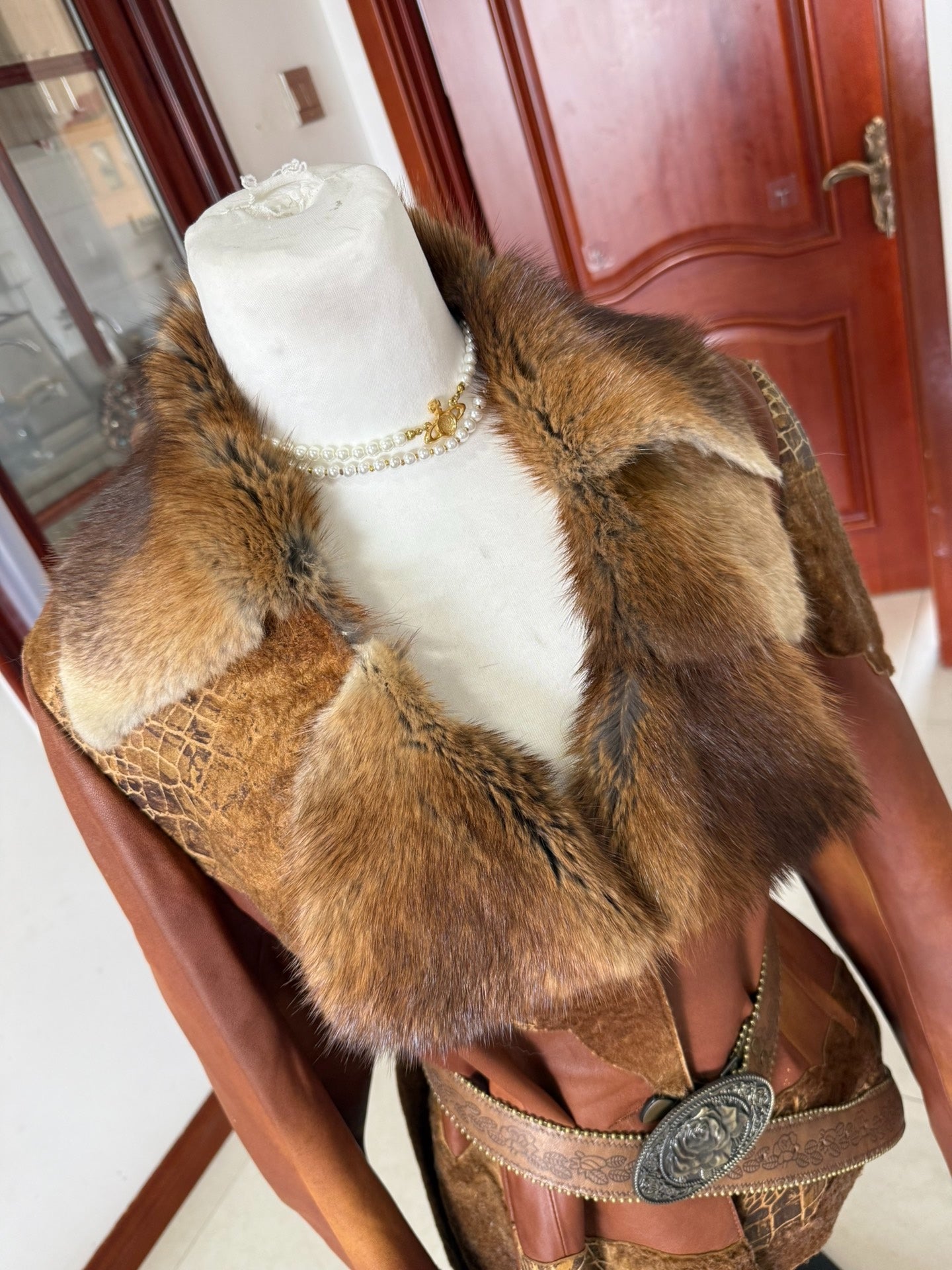 Vintage genuine shearling and leather coat