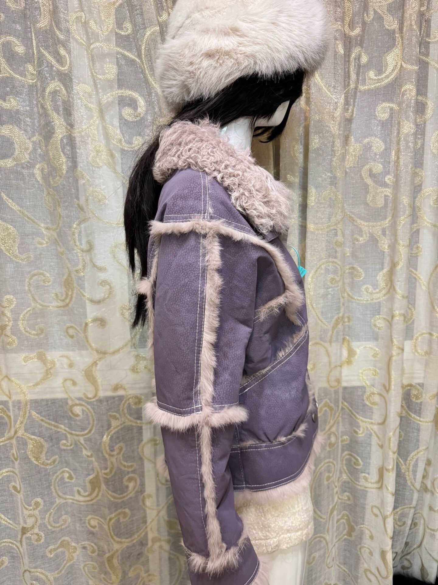 Vintage Purple Genuine Fur Coat