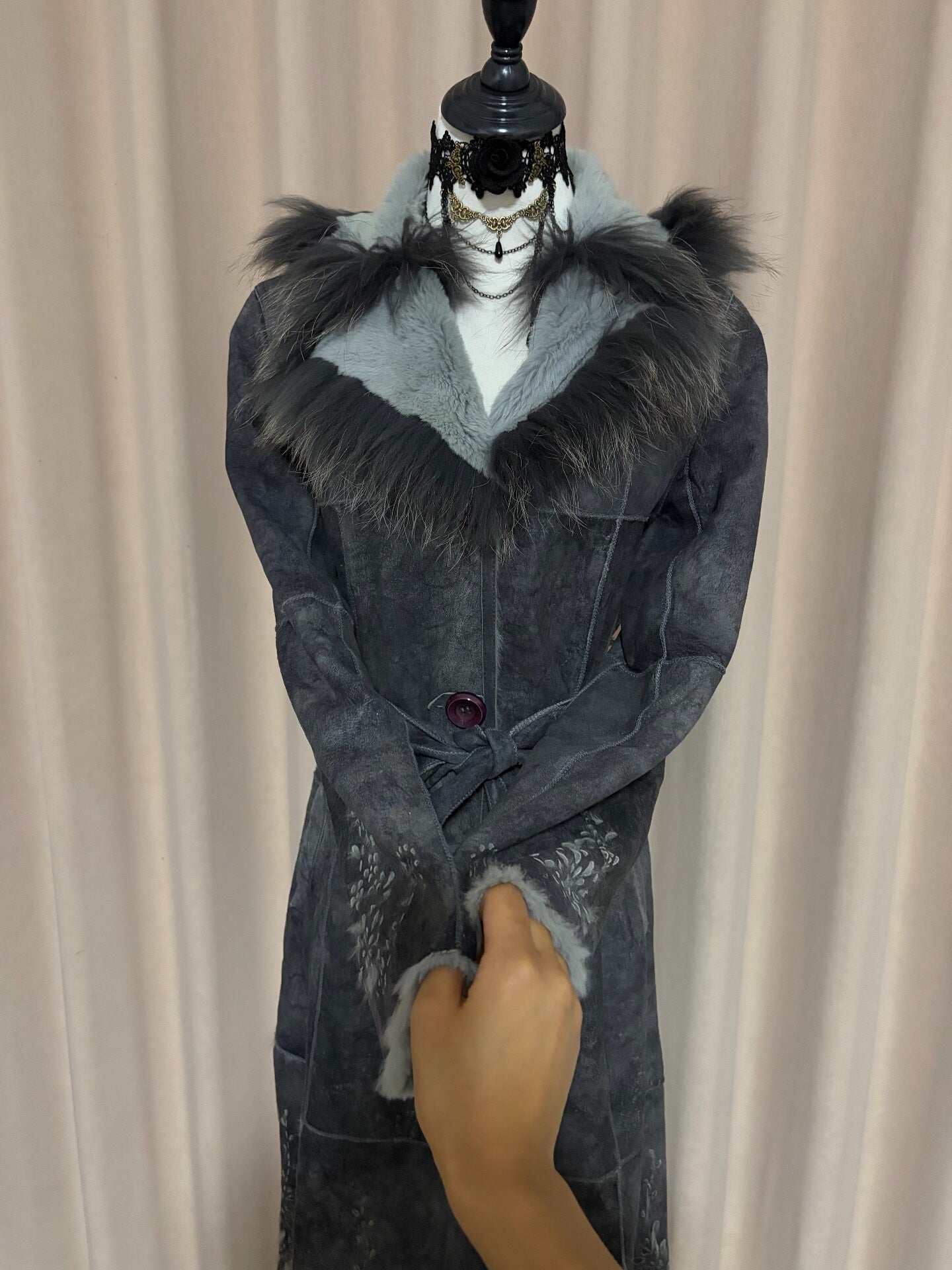 Vintage long genuine fur coat