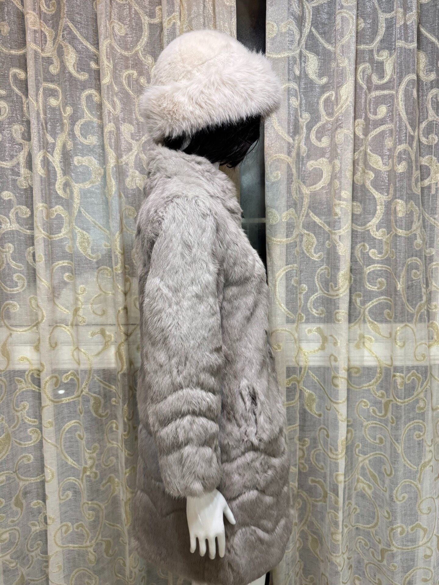 Vintage Grey Genuine Fur Coat