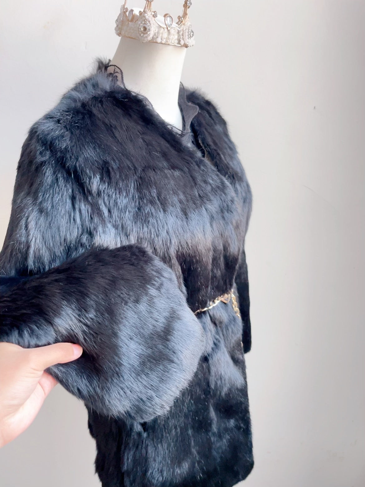 Vintage Black Genuine Fur Coat