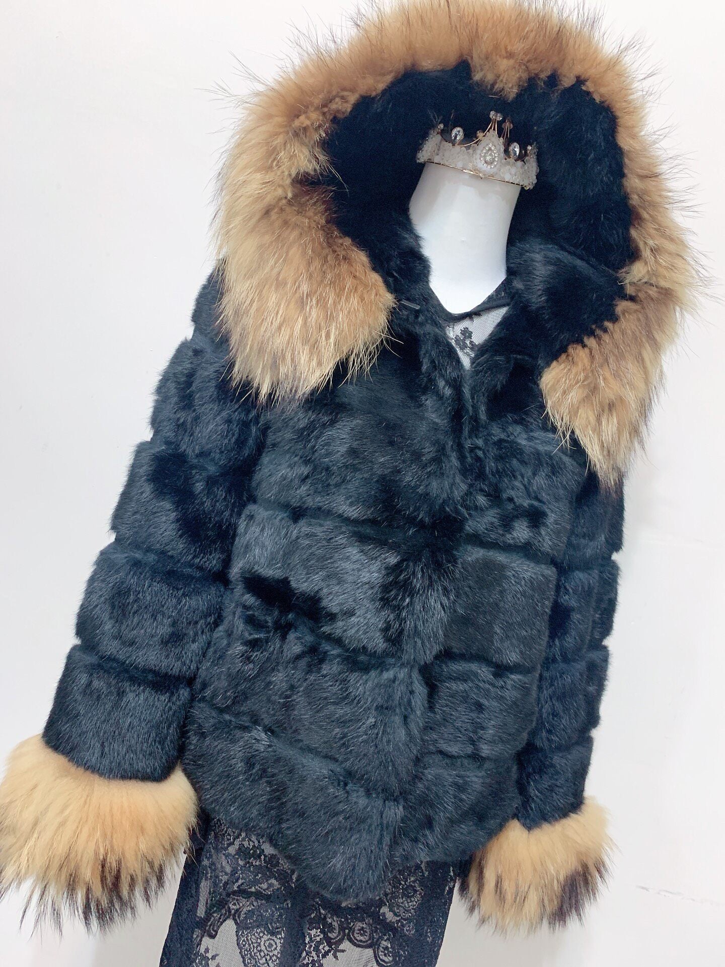 Vintage Black Genuine Fur Coat