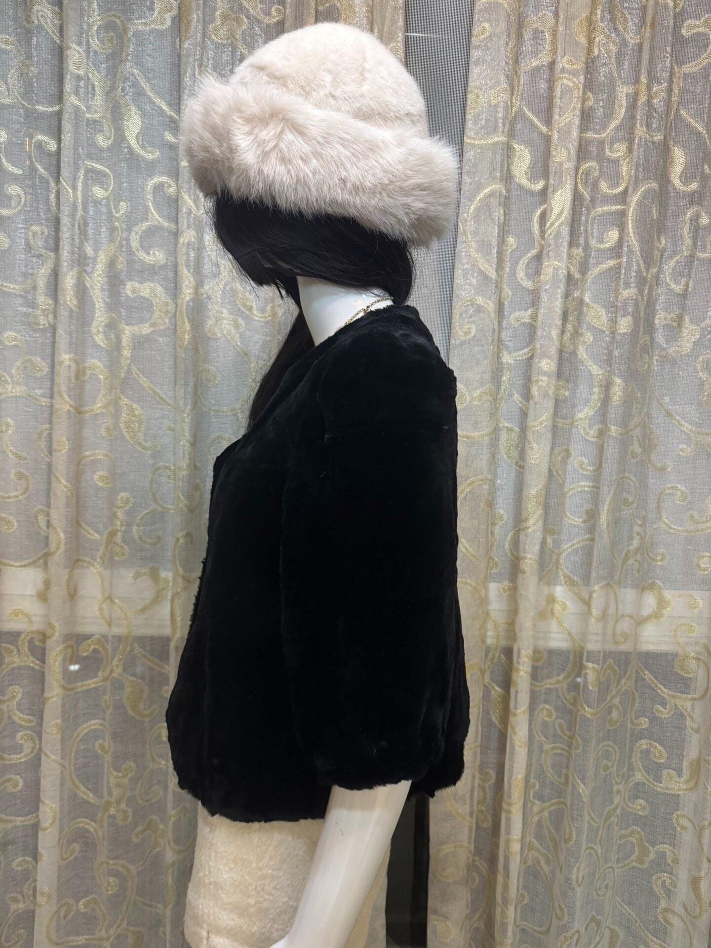 Vintage Black Genuine Fur Coat