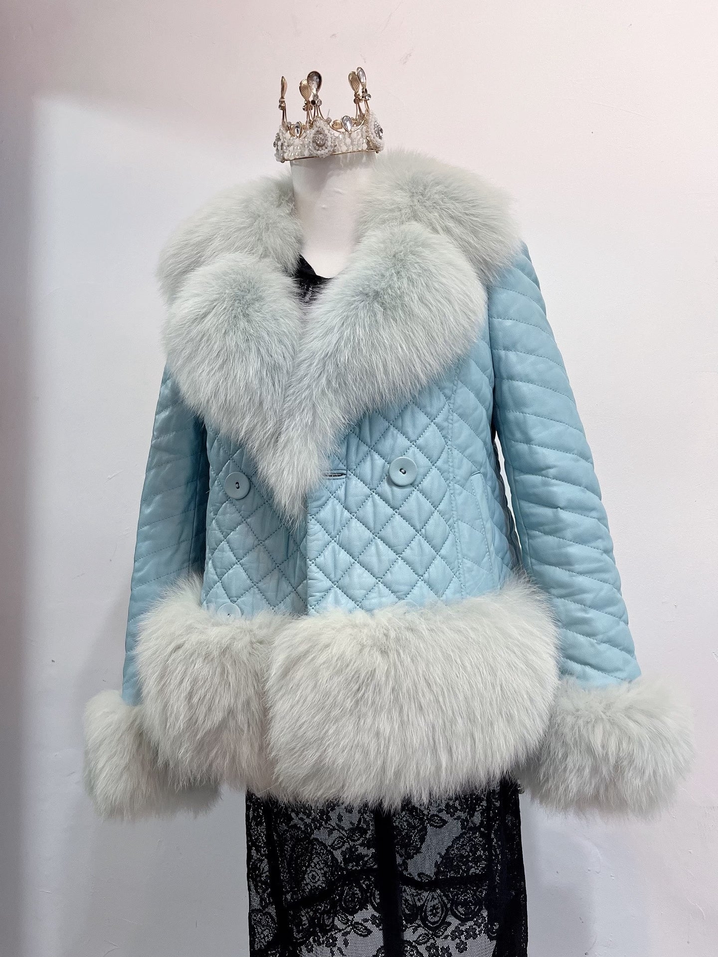 Vintage Blue Genuine Fur Coat