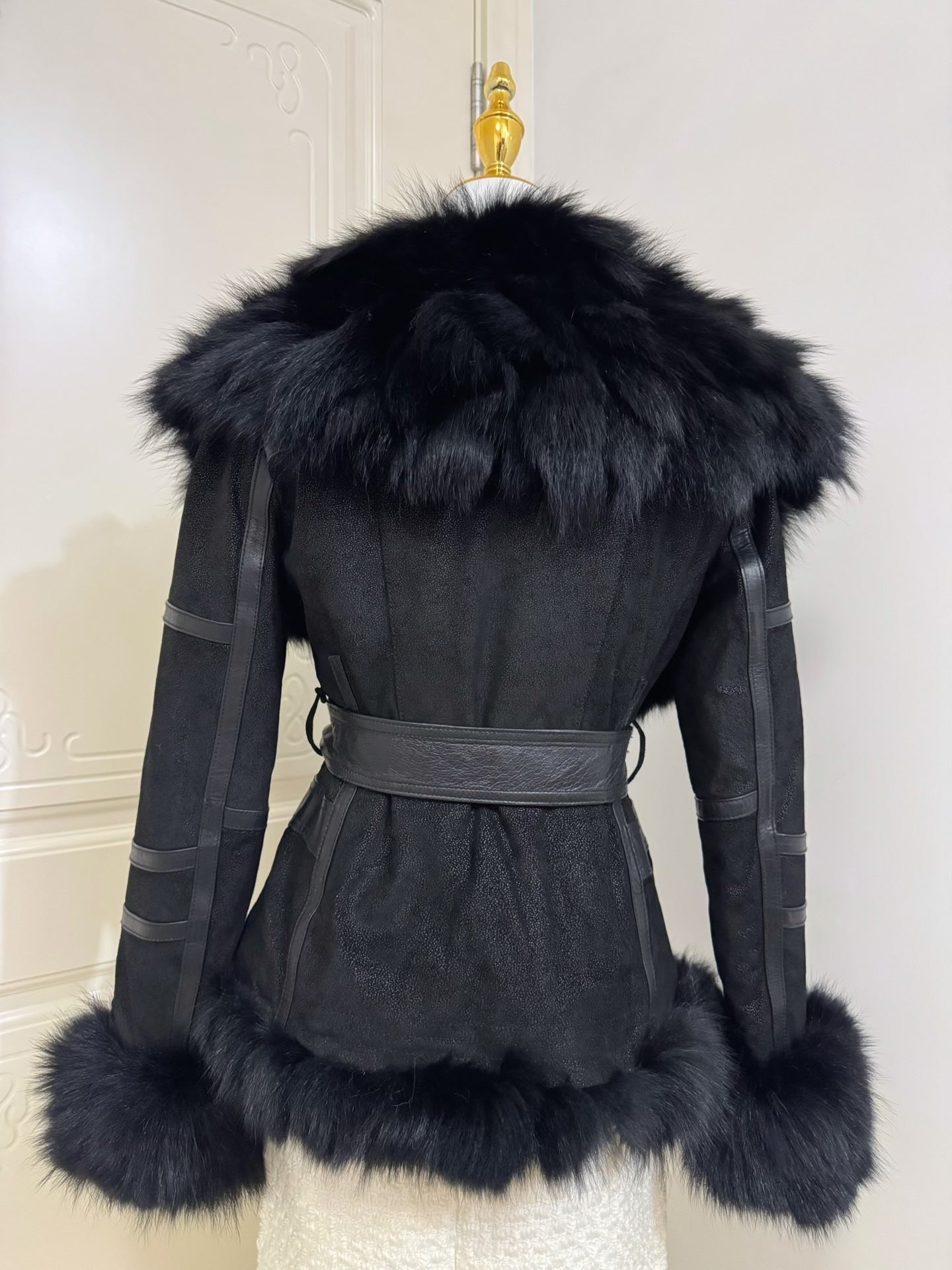 Vintage black real fur coat