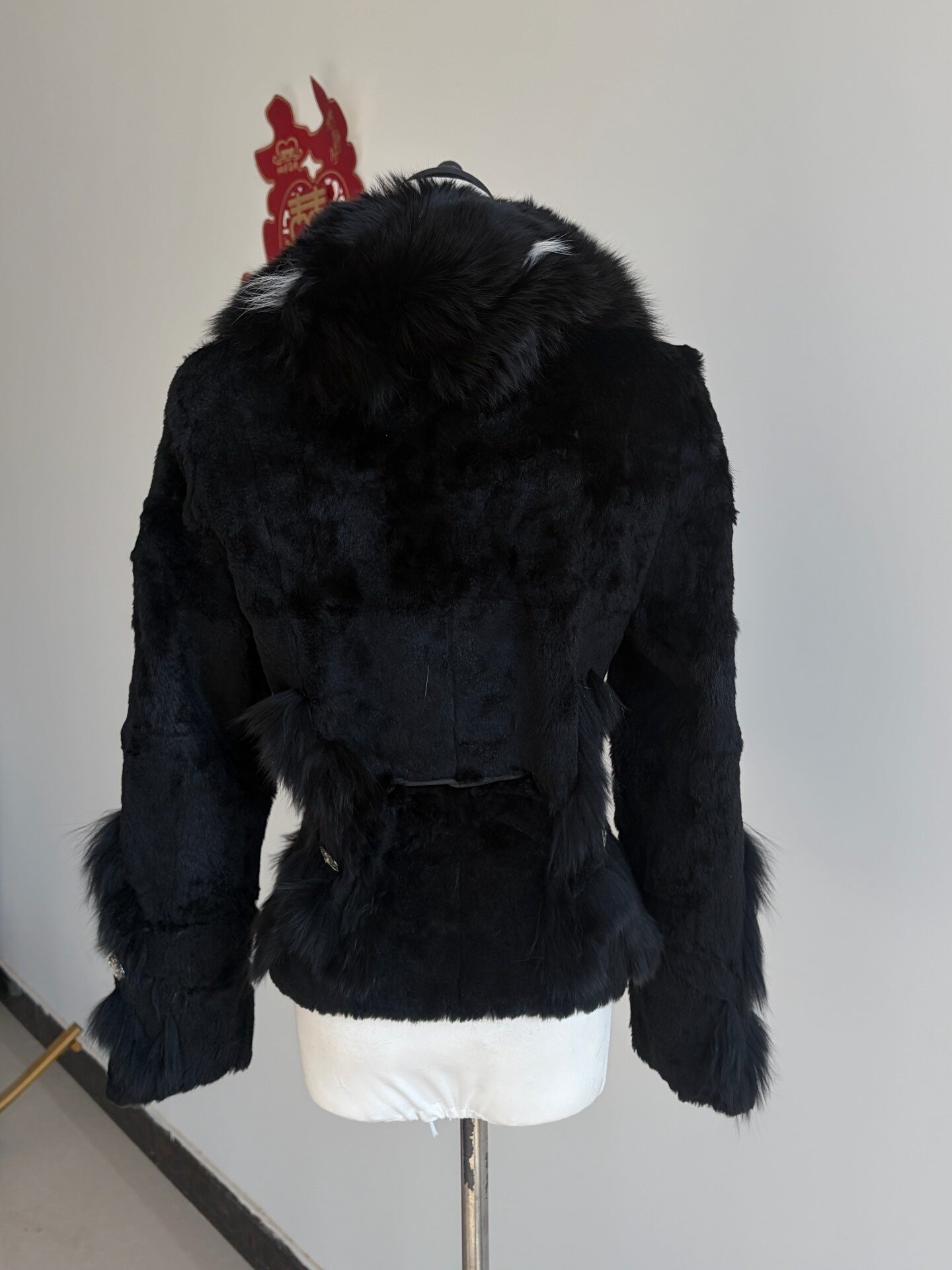 Vintage black fox fur coat