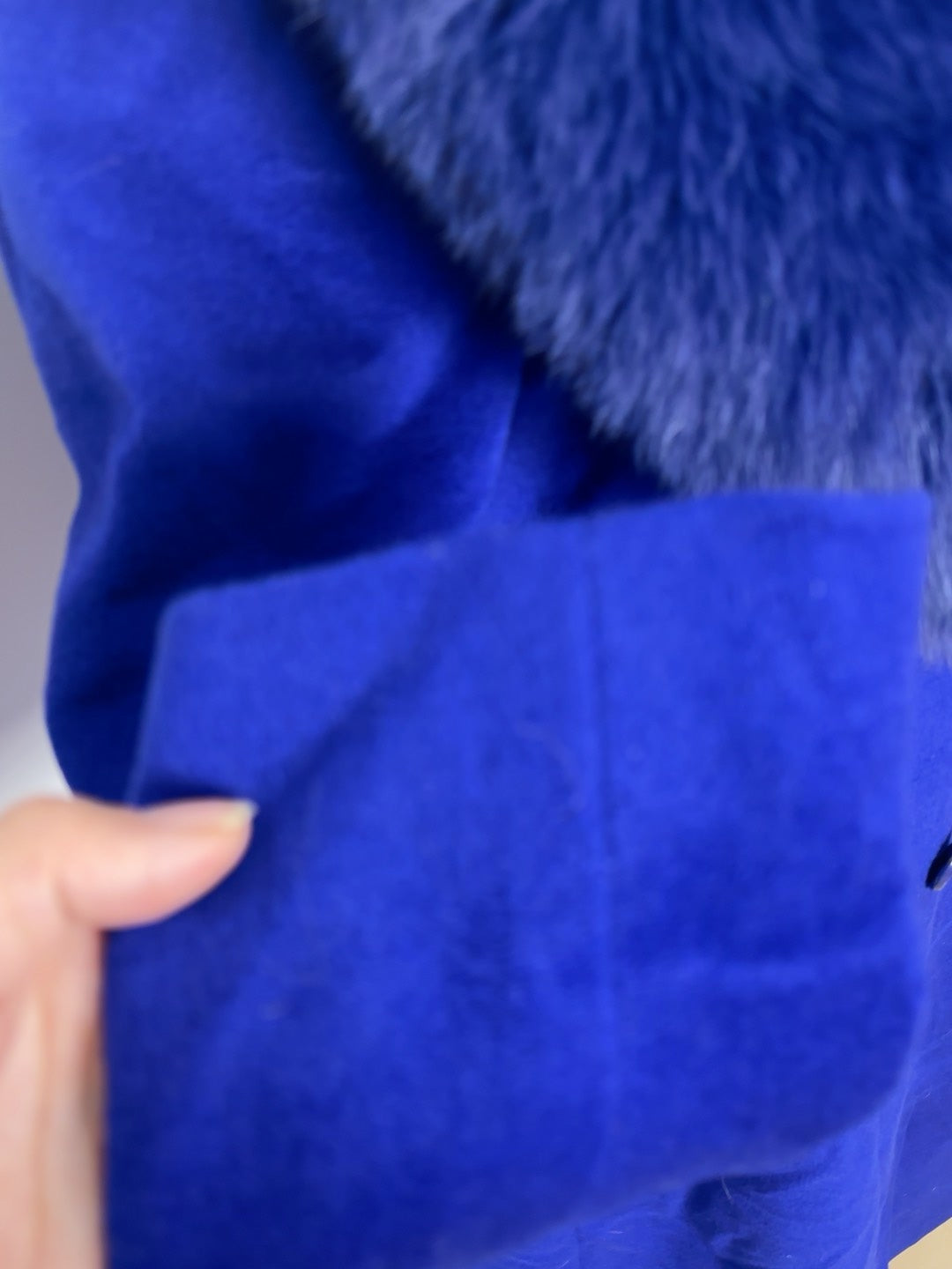 Vintage Blue Fox Fur Collar Wool Coat
