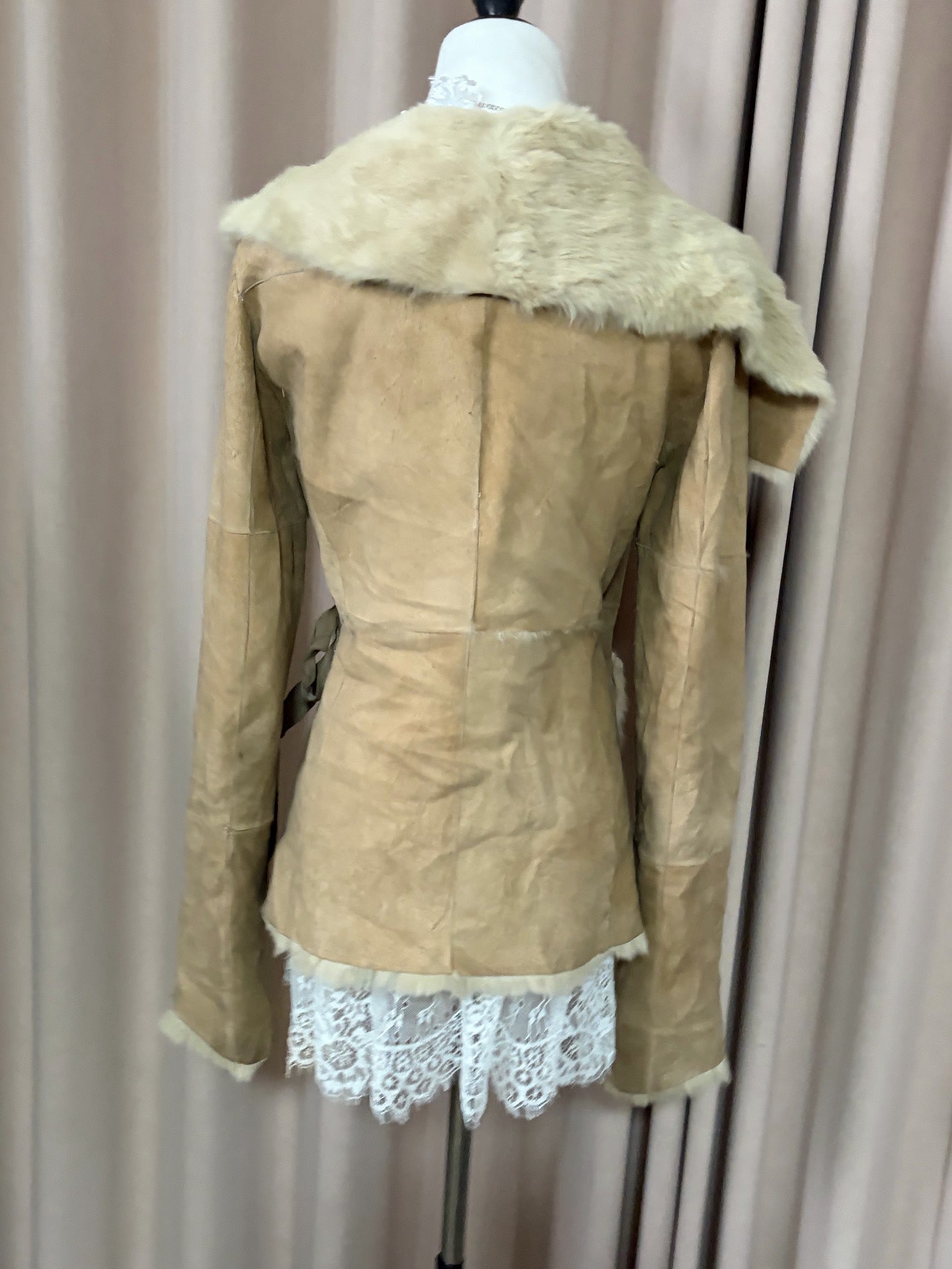 Vintage beige real fur coat