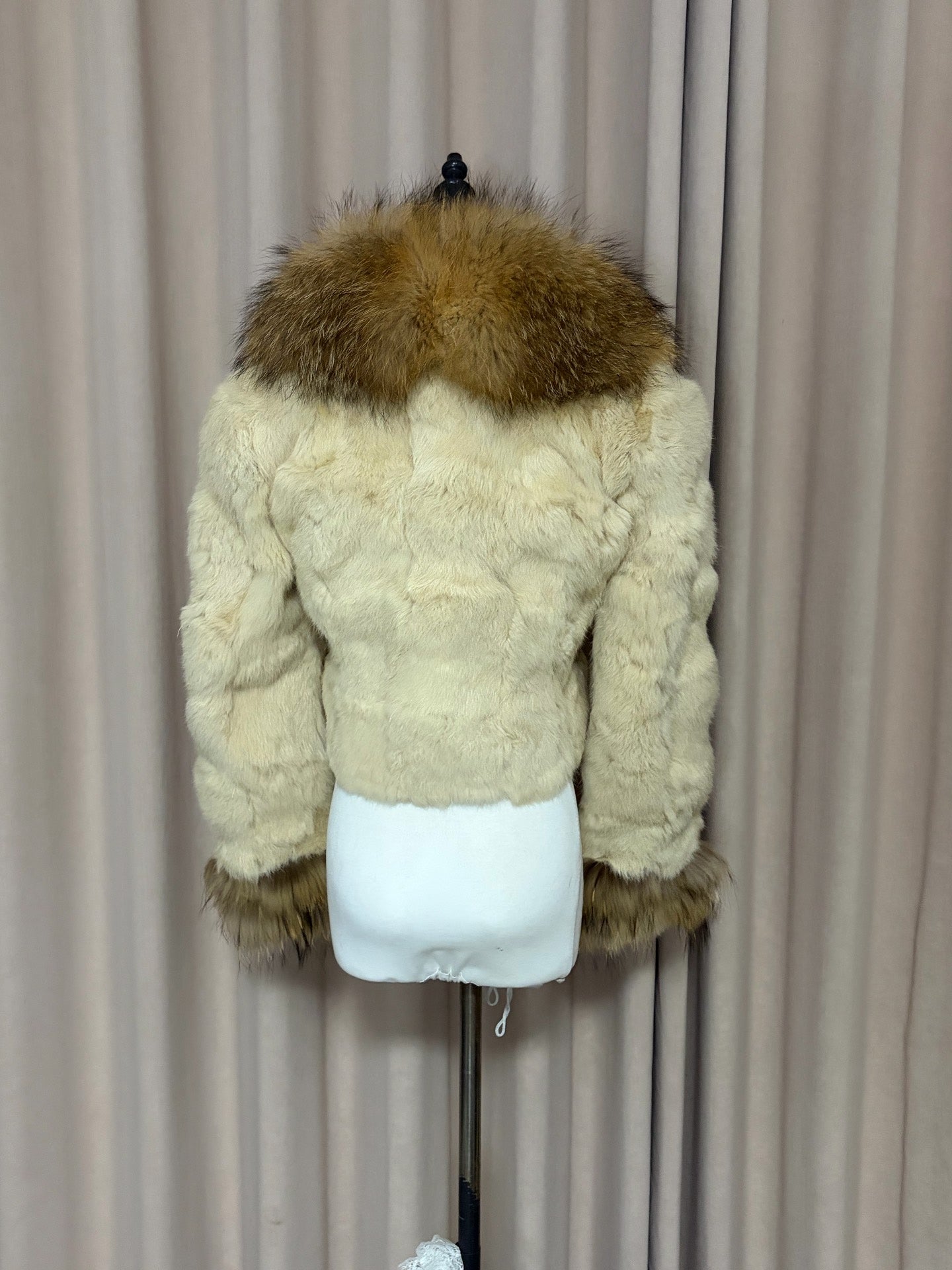 Vintage off-white genuine fur coat