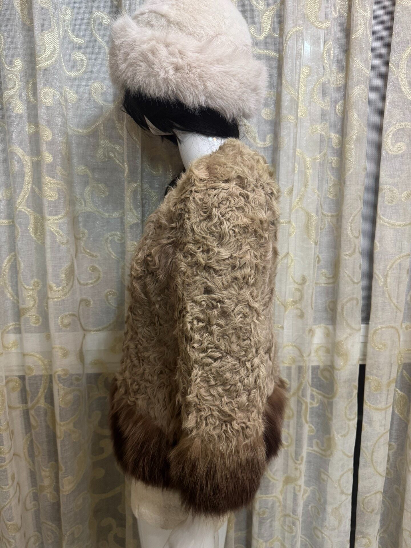 Vintage brown genuine fur coat