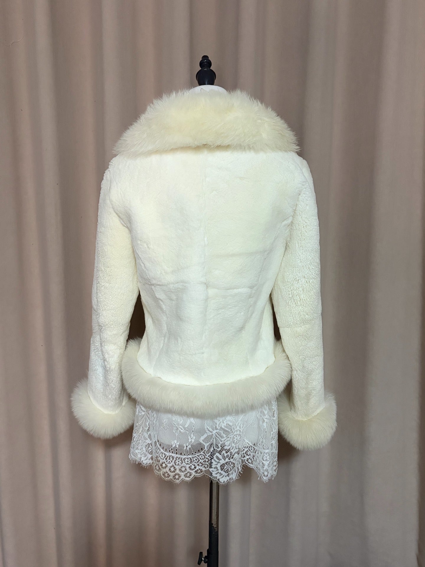 Vintage white genuine fur coat