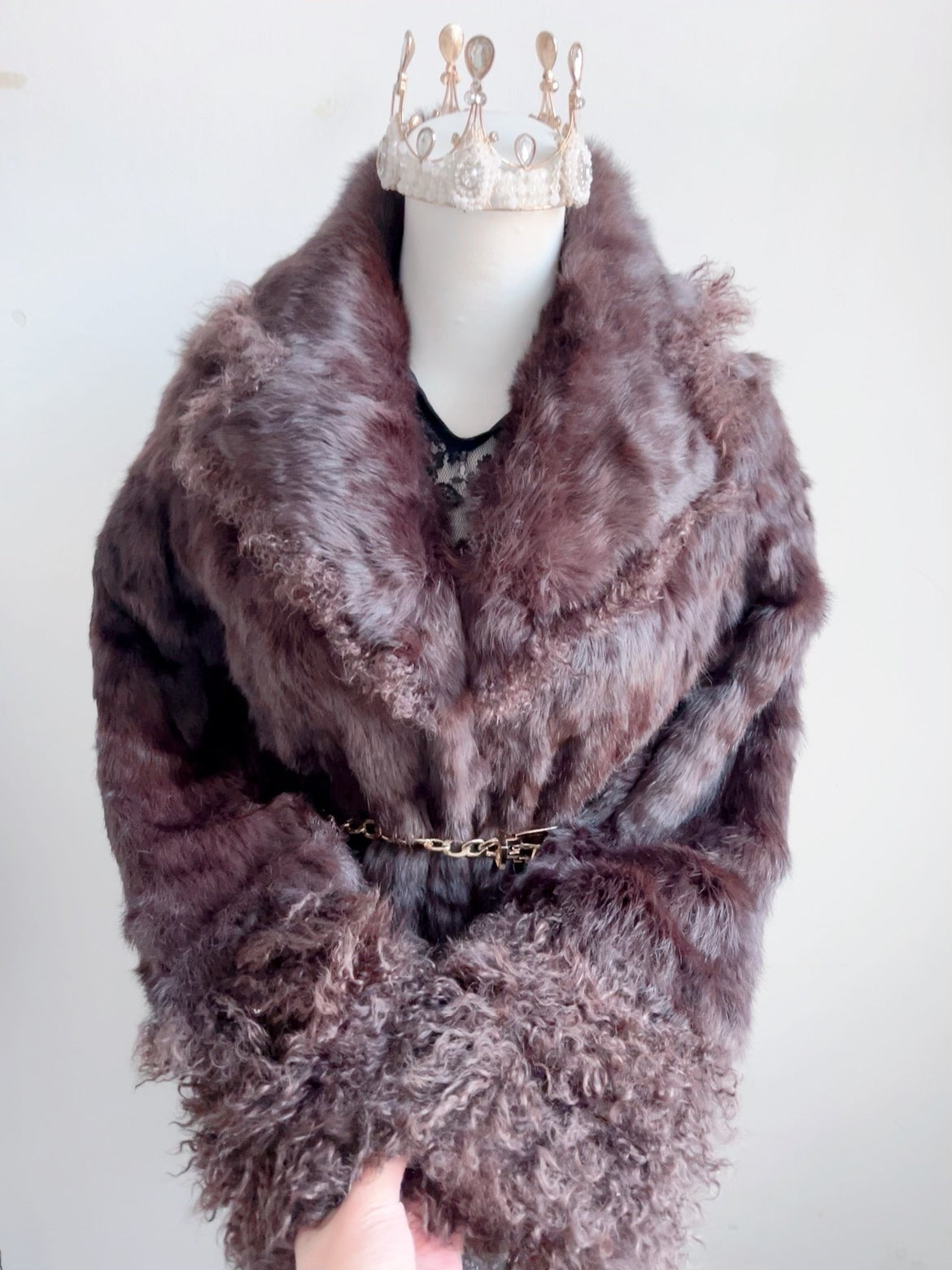 Vintage brown genuine fur coat