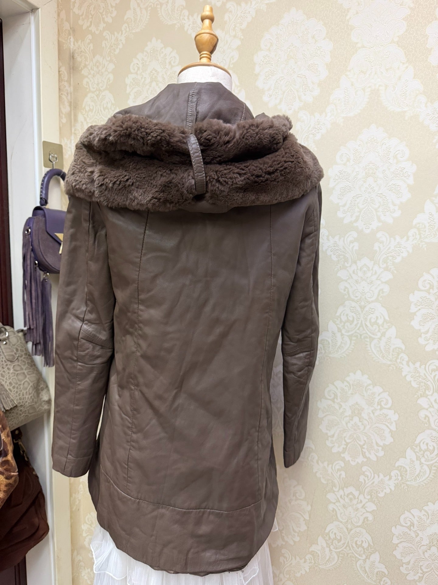 Vintage brown real fur coat