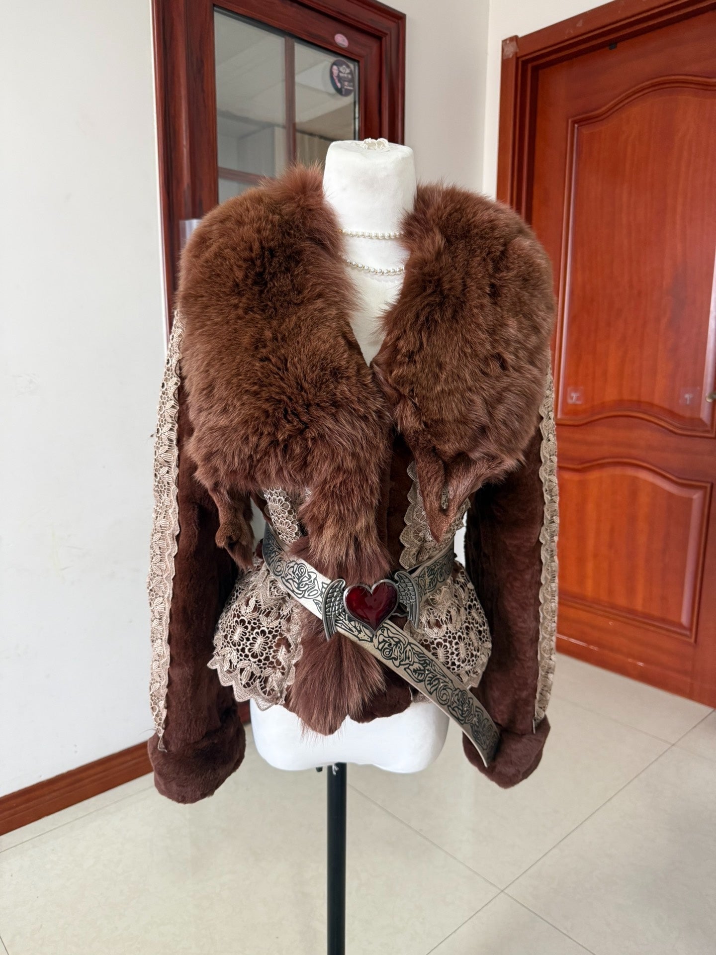 Vintage brown genuine fur coat
