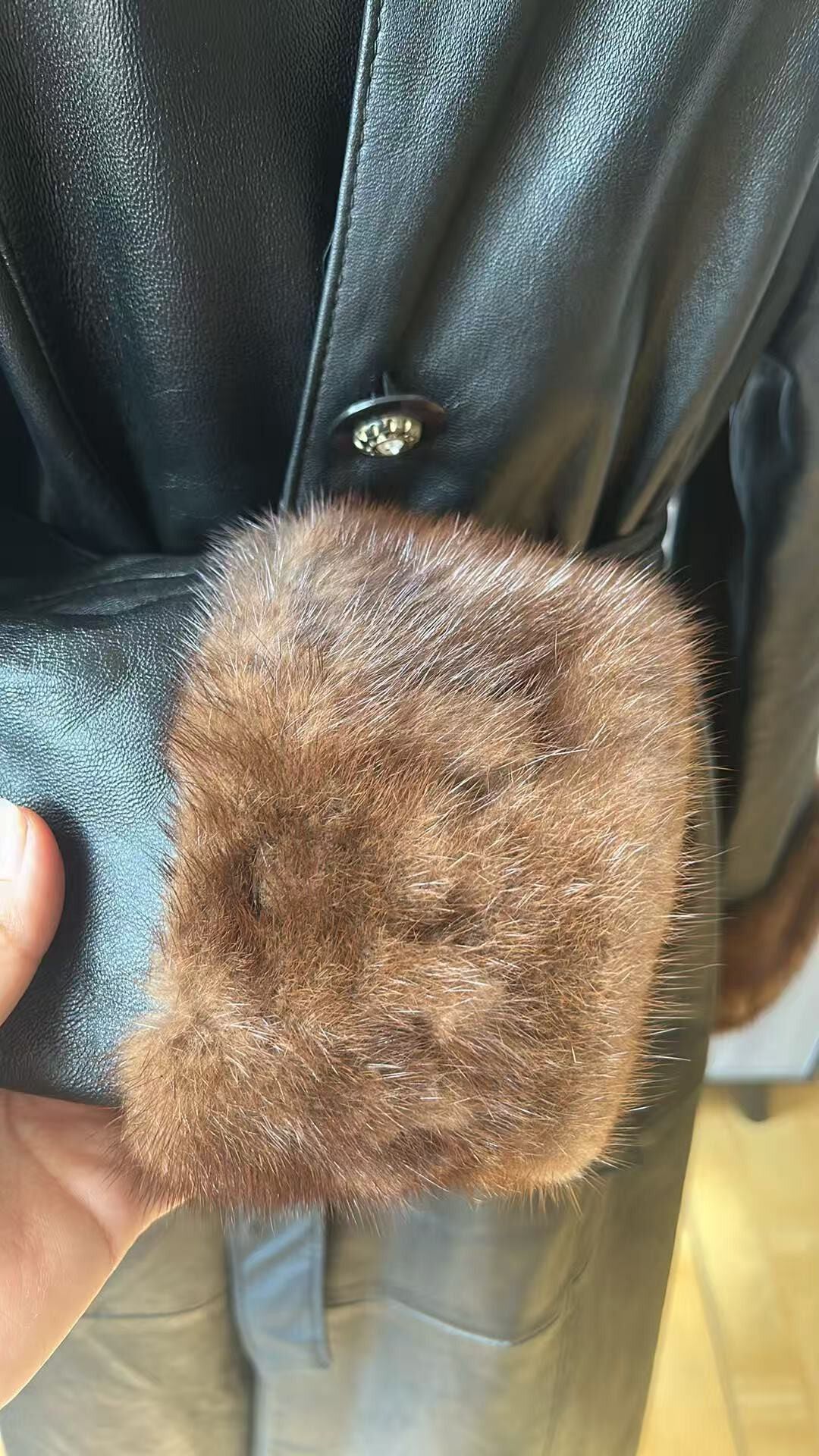 Vintage genuine leather long coat
