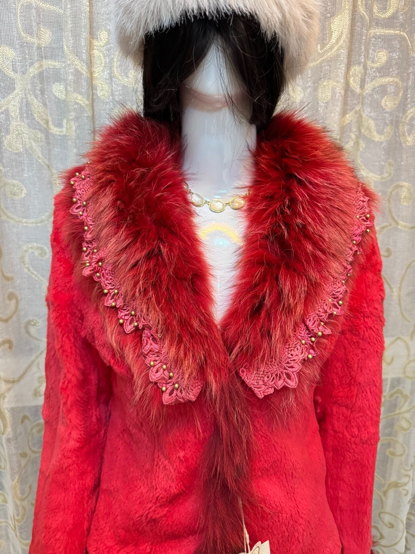 Vintage Red Genuine Fur Coat