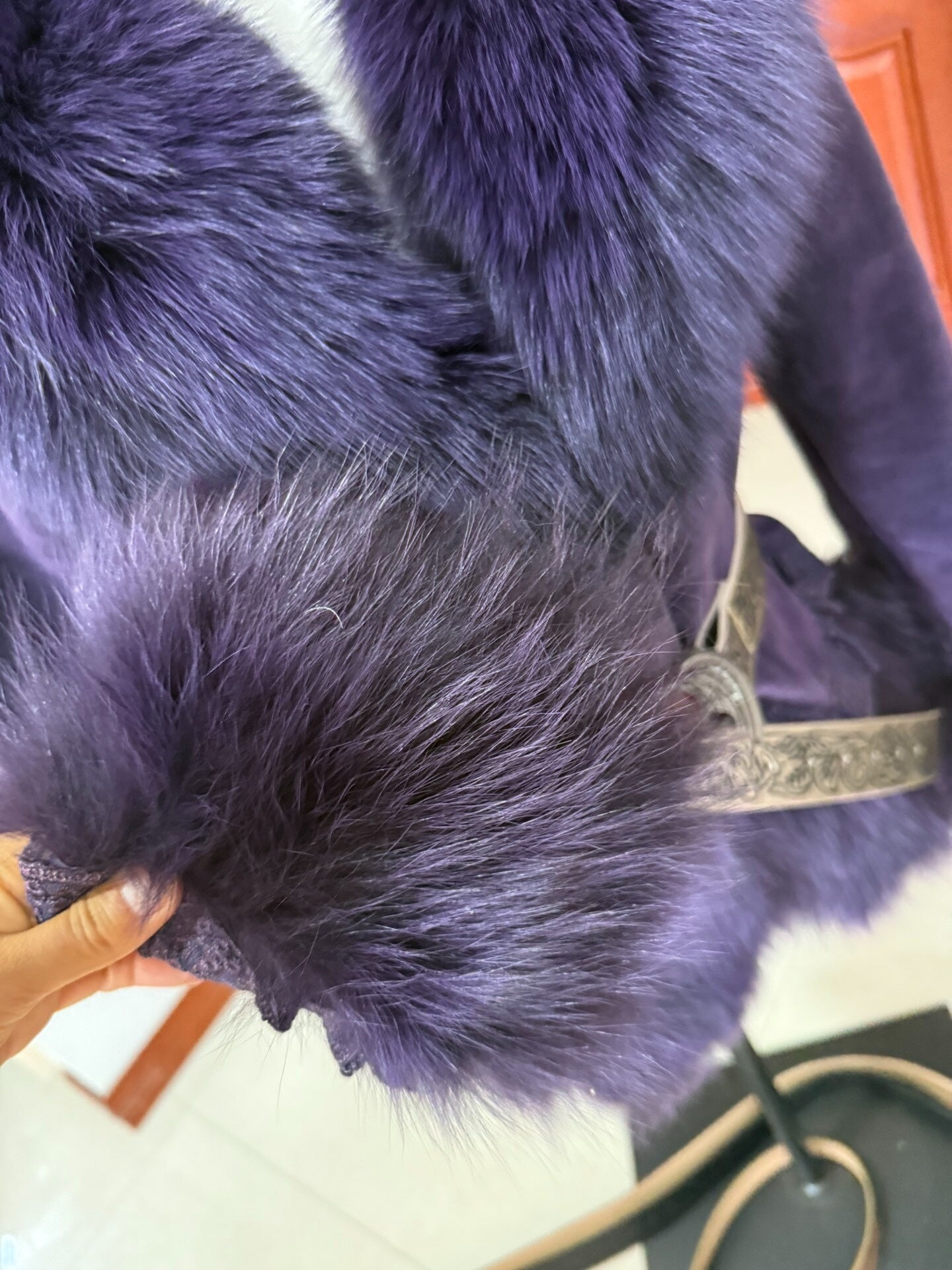 Vintage purple genuine fur coat