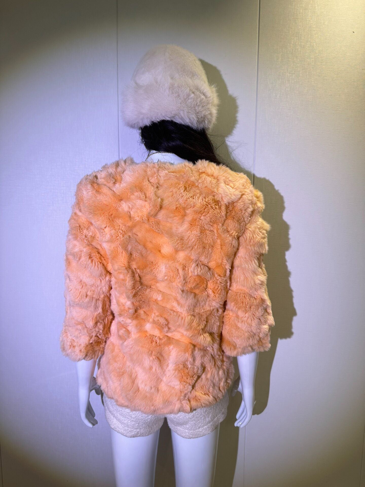 Vintage Orange Genuine Fur Coat