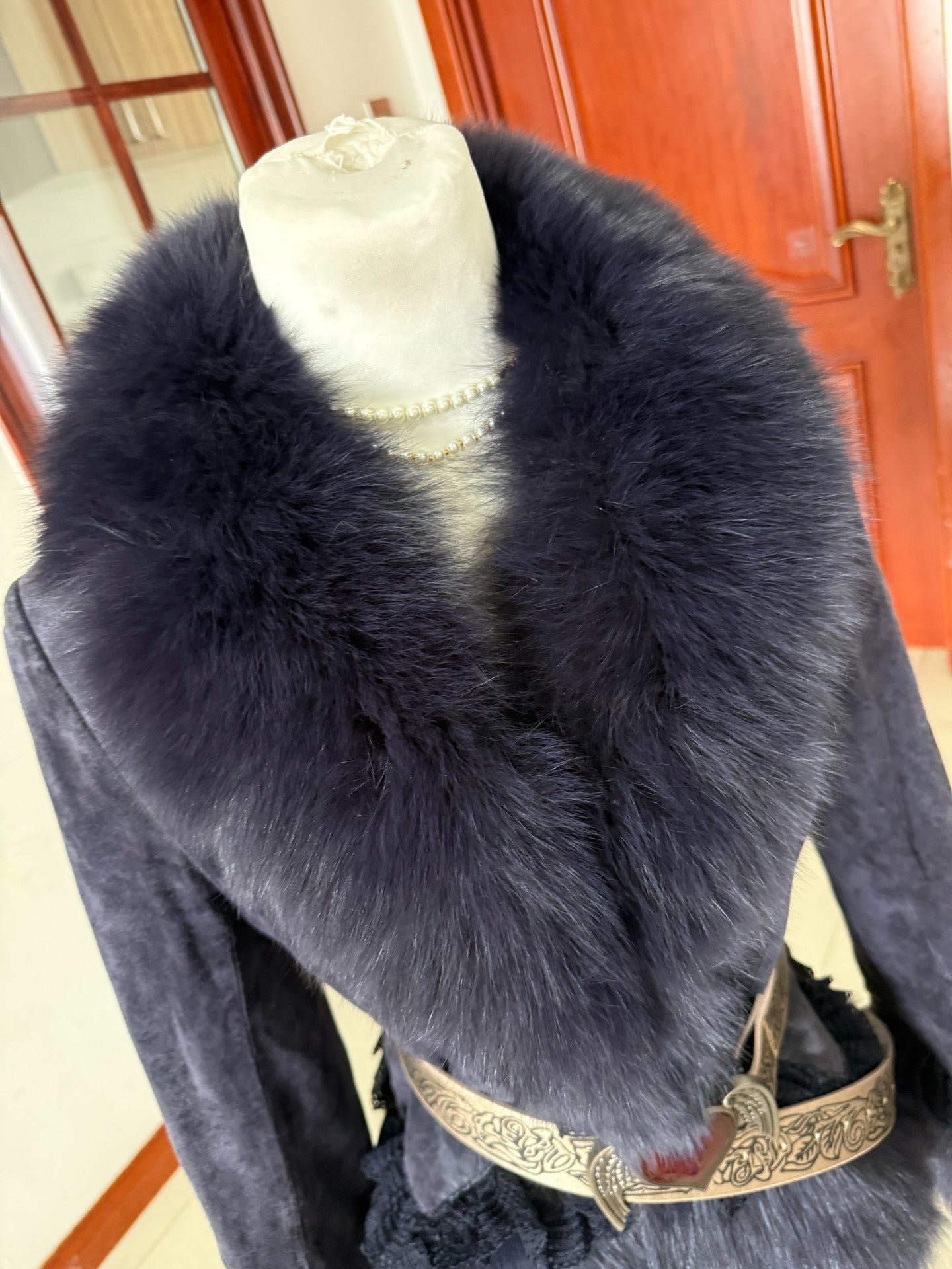 Vintage purple genuine fur coat