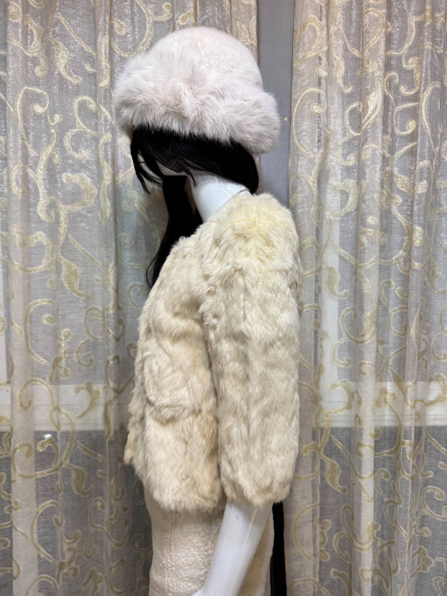 Vintage White Genuine Fur Coat