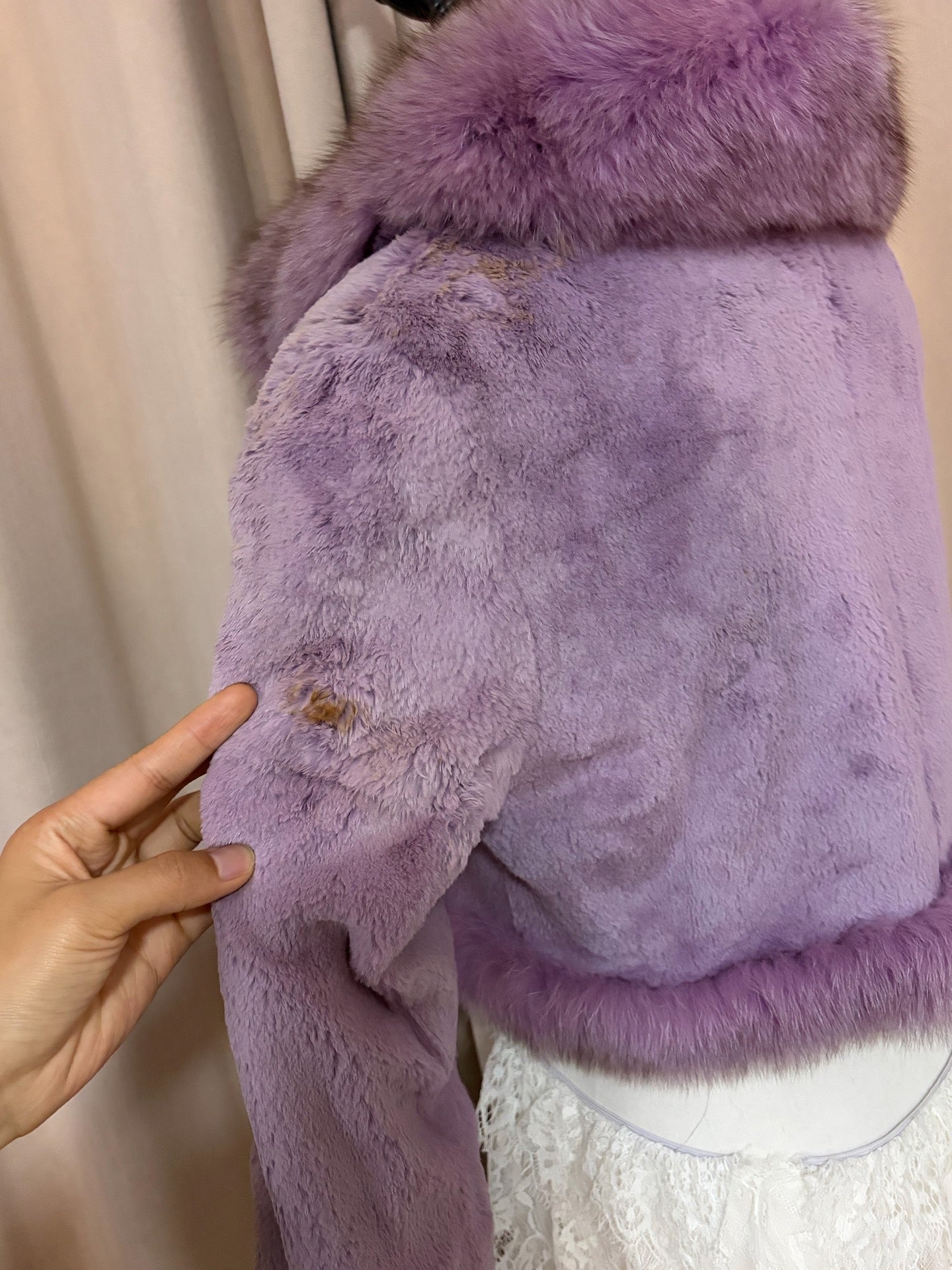 Vintage purple real fur coat