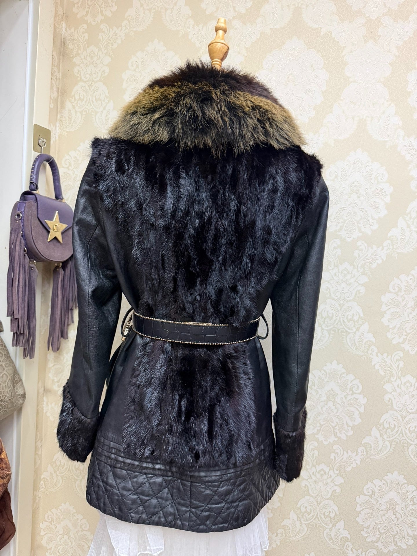 Vintage Black Genuine Fur Coat