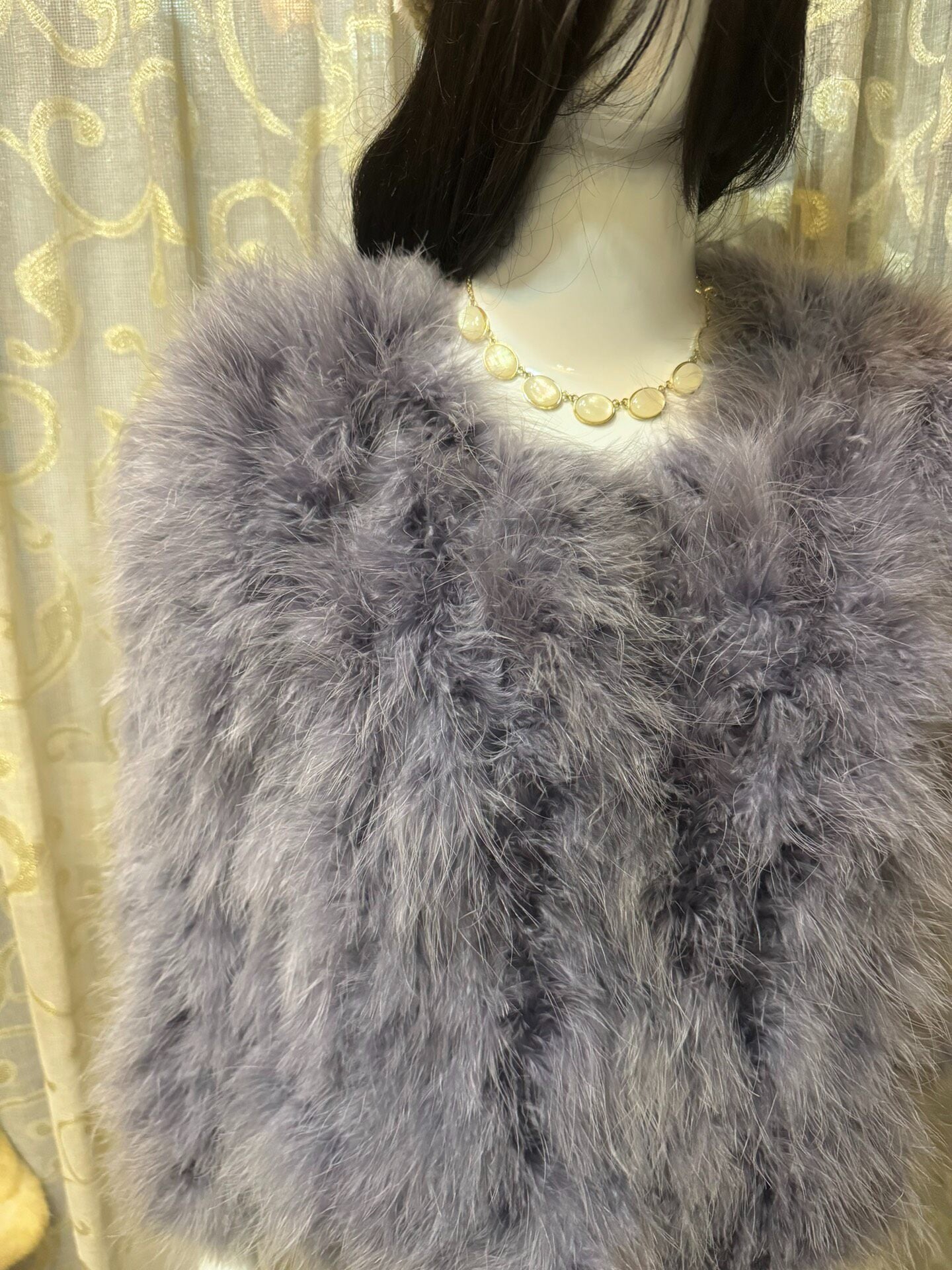 Vintage Blue-Purple Genuine Fur Coat