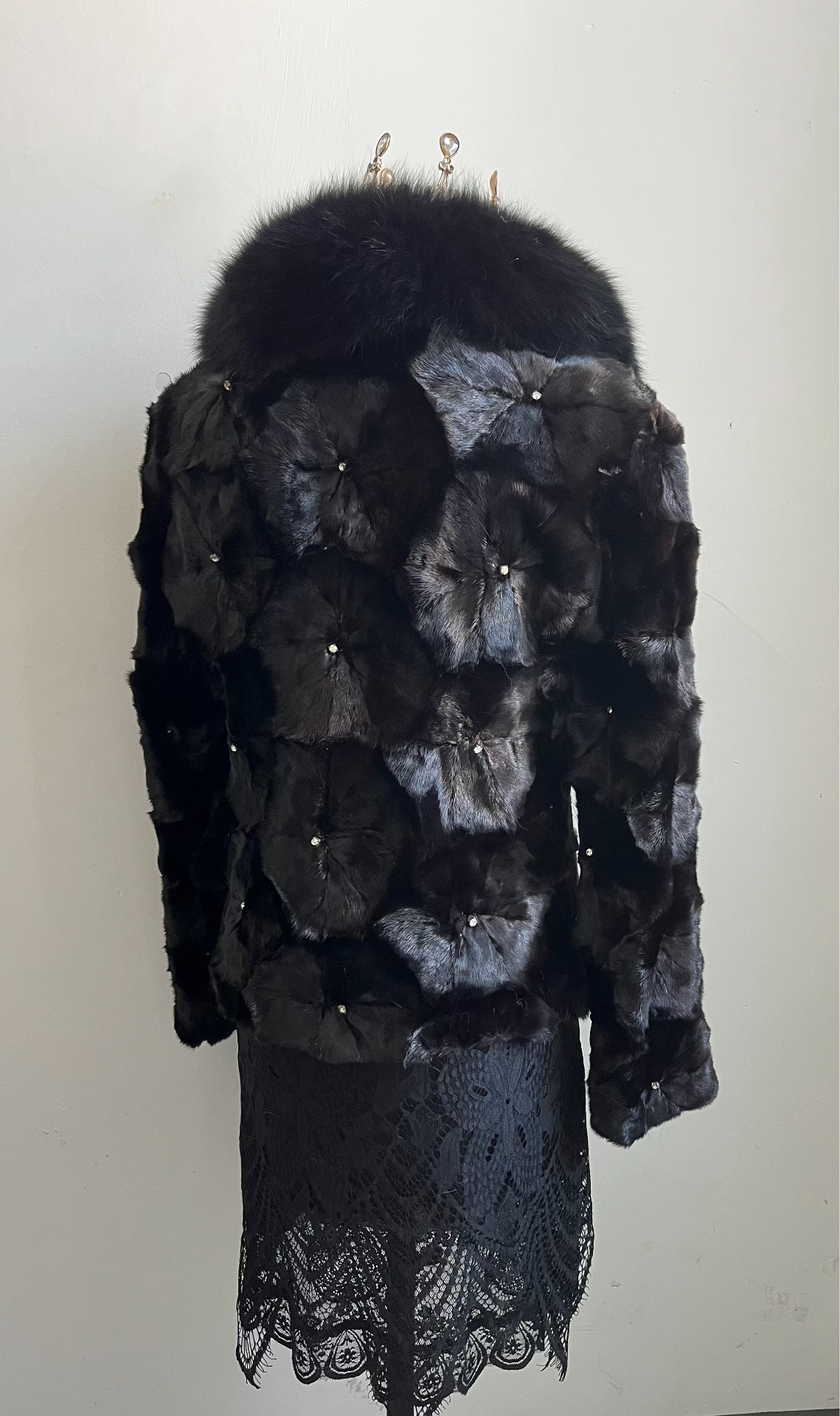 Vintage Black Genuine Fur Coat