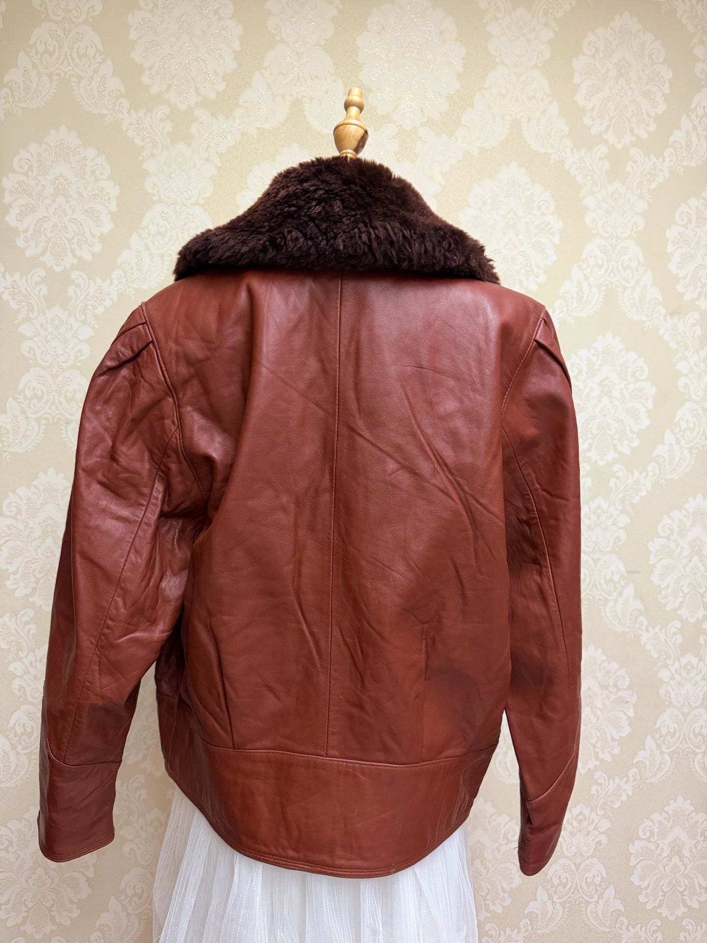 Vintage Burgundy Genuine Fur Coat
