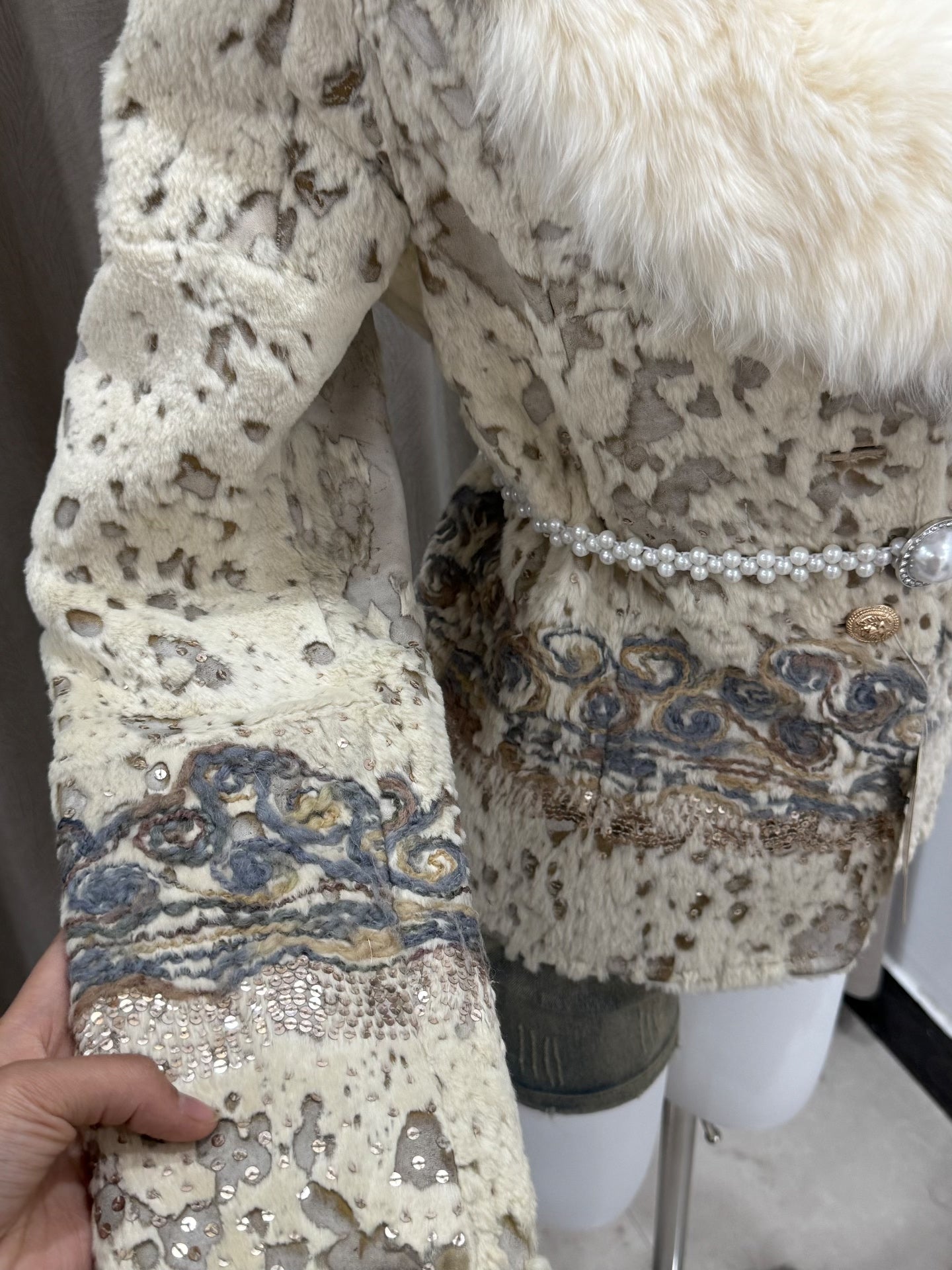 Vintage genuine leather and fur jacket