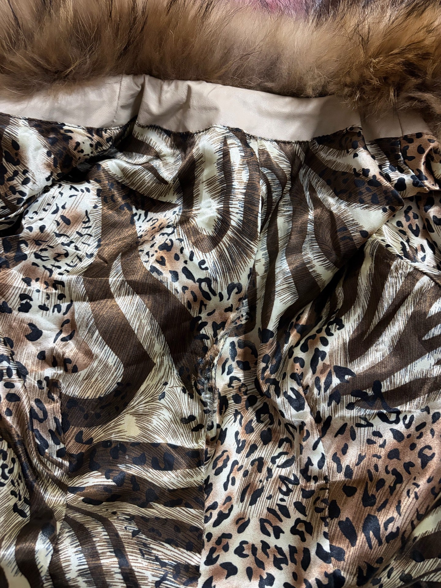Vintage off-white genuine fur coat