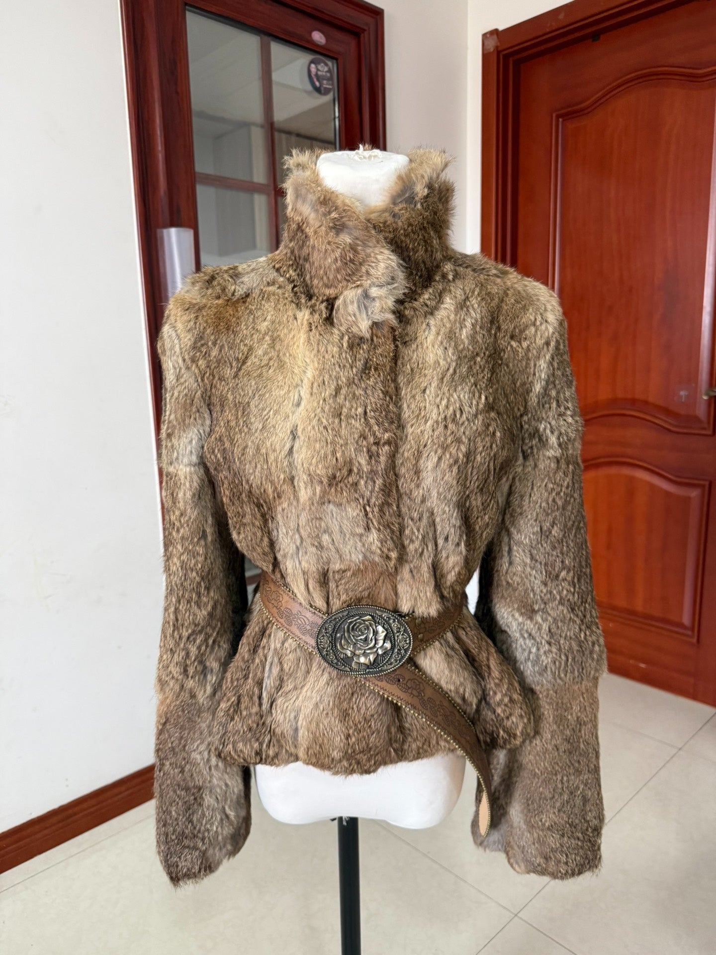 Vintage genuine rabbit fur coat