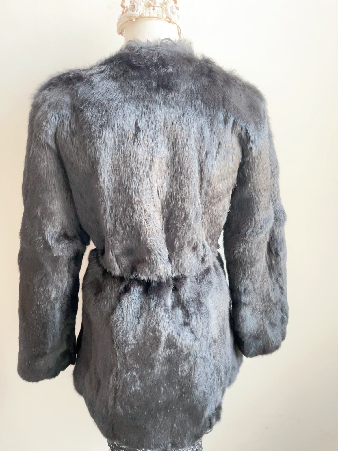 Vintage Black Genuine Fur Coat