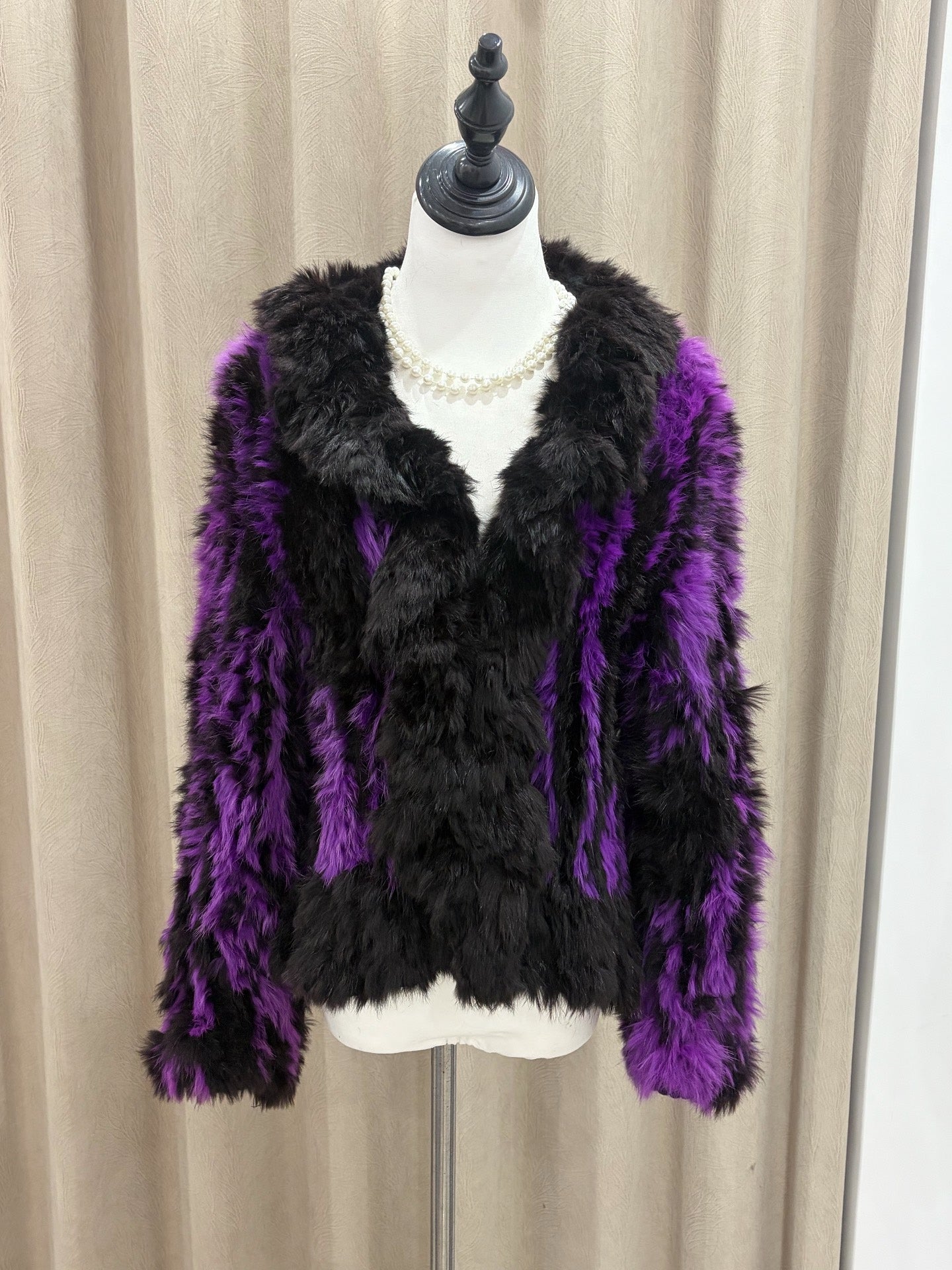Vintage double-sided knit genuine fur coat