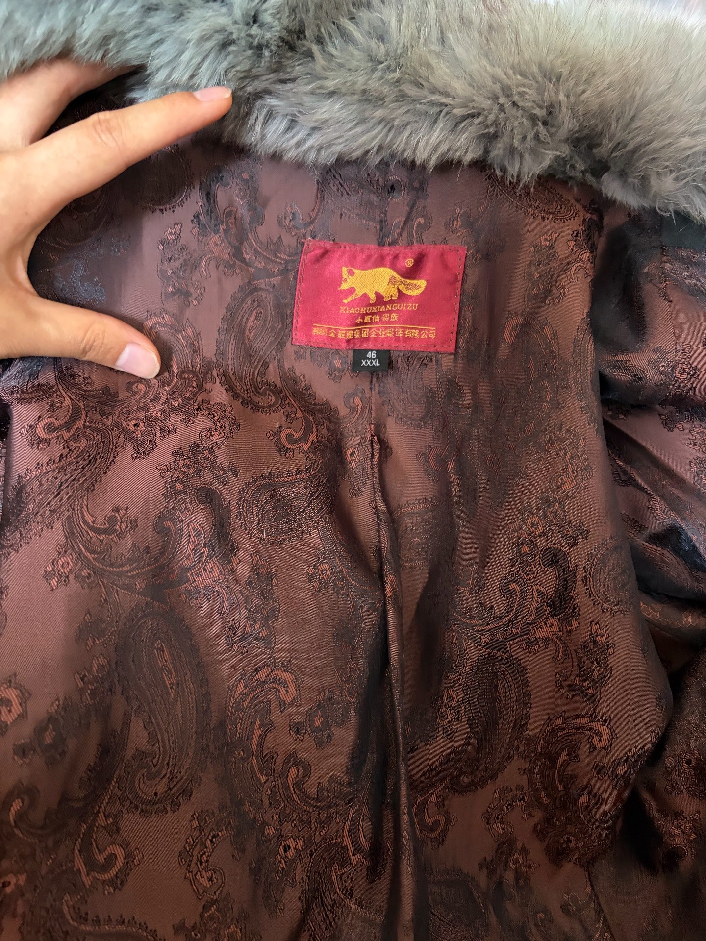 Vintage grey-blue ombre fox fur coat