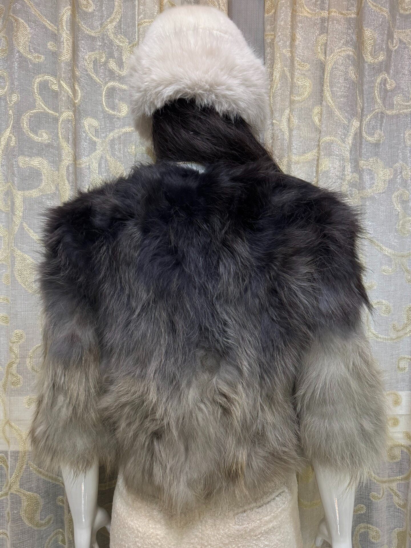 Vintage blue-grey genuine fur coat