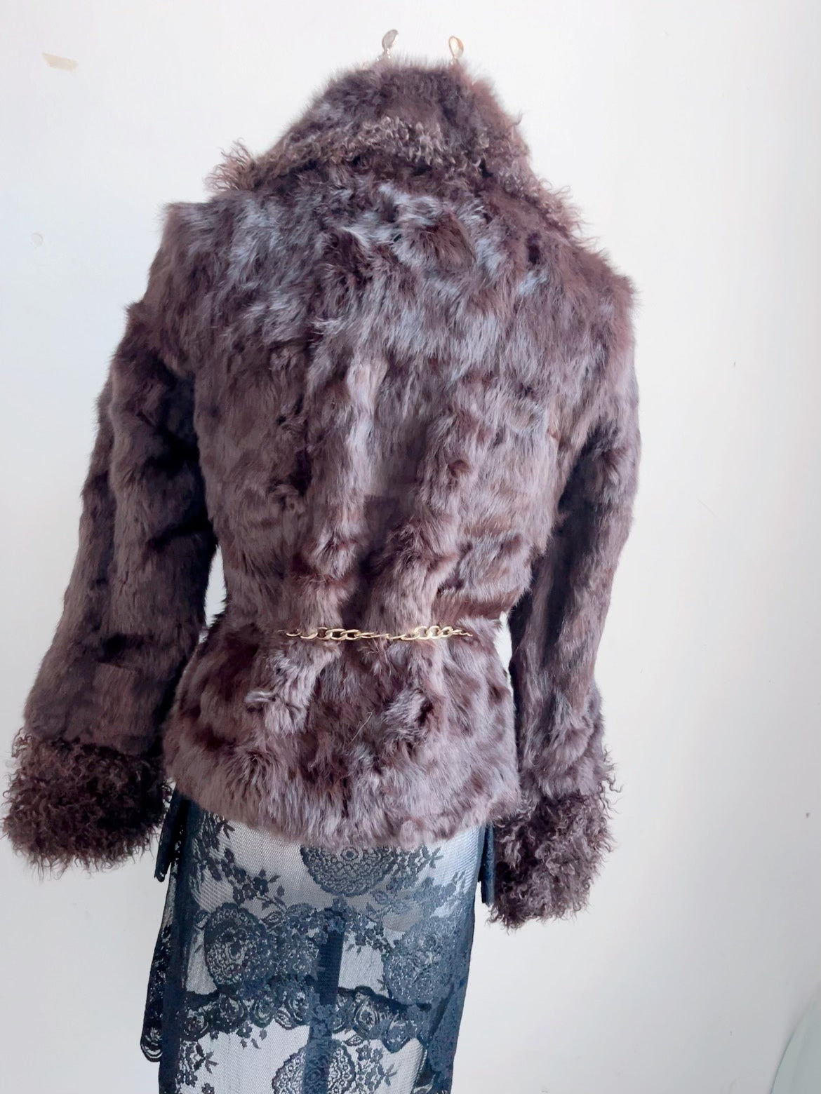 Vintage brown genuine fur coat