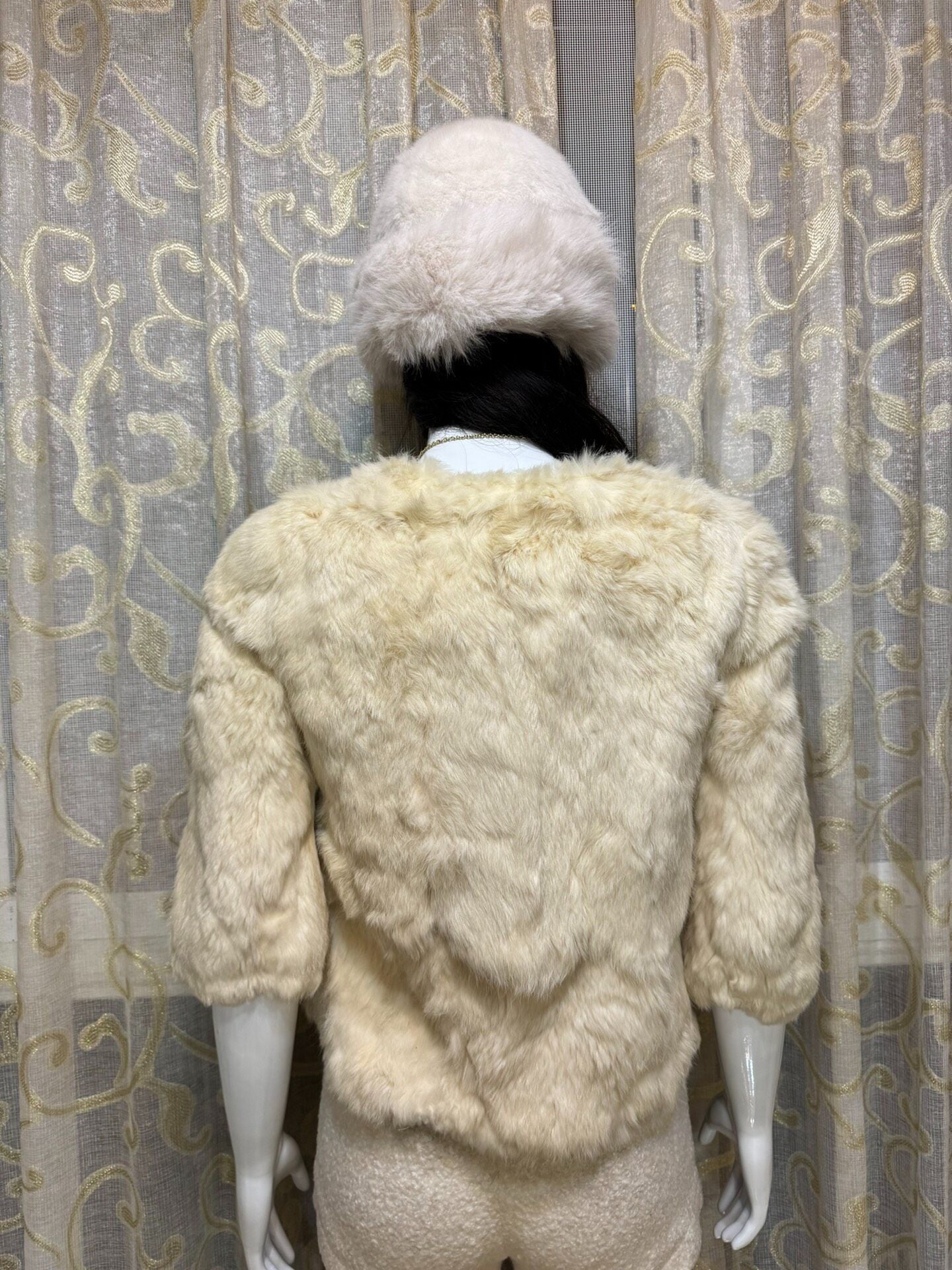 Vintage White Genuine Fur Coat