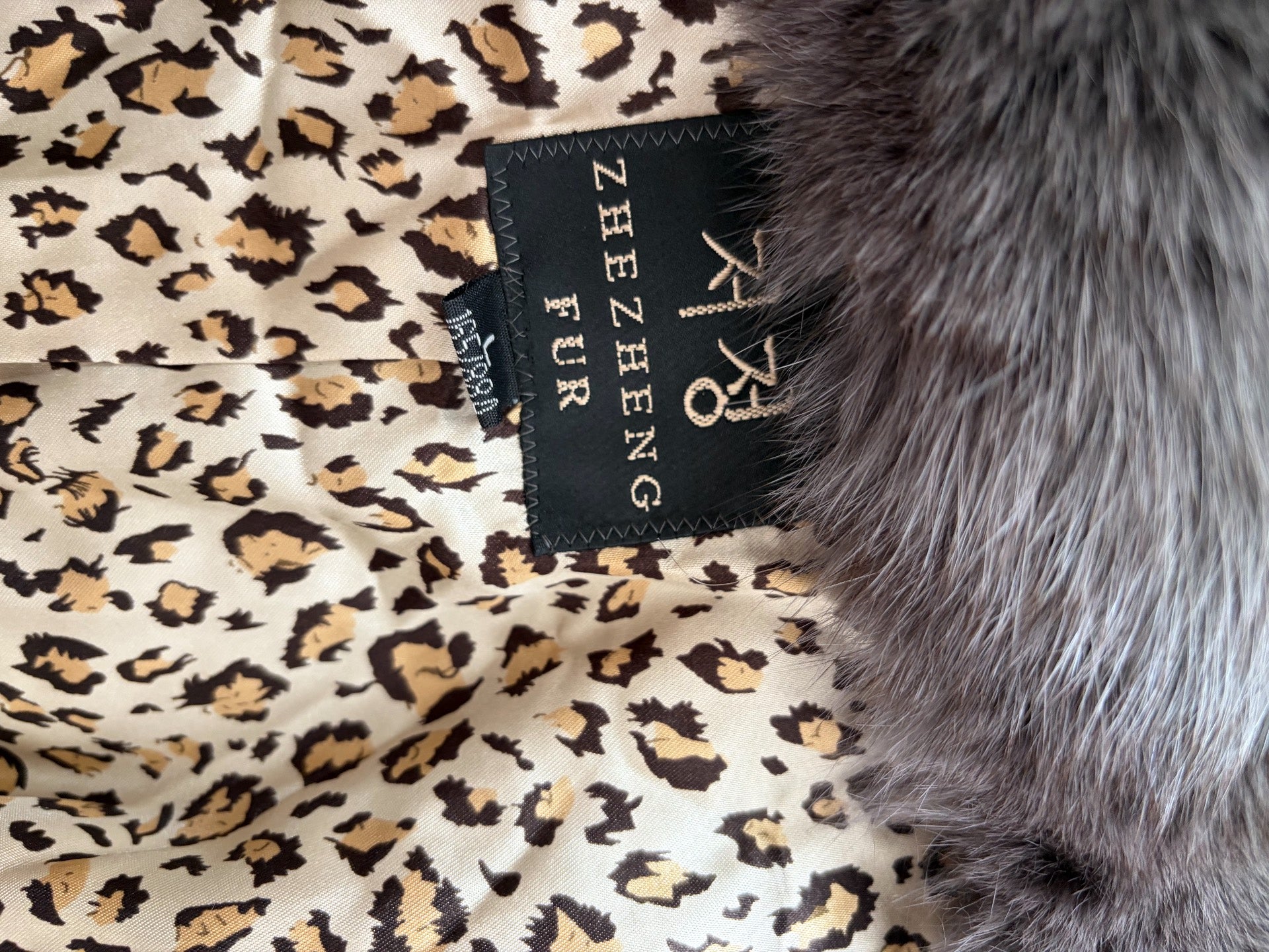 Vintage grey genuine fur coat