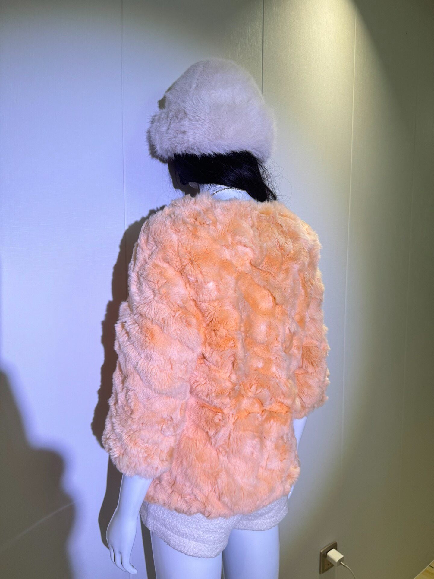 Vintage Orange Genuine Fur Coat