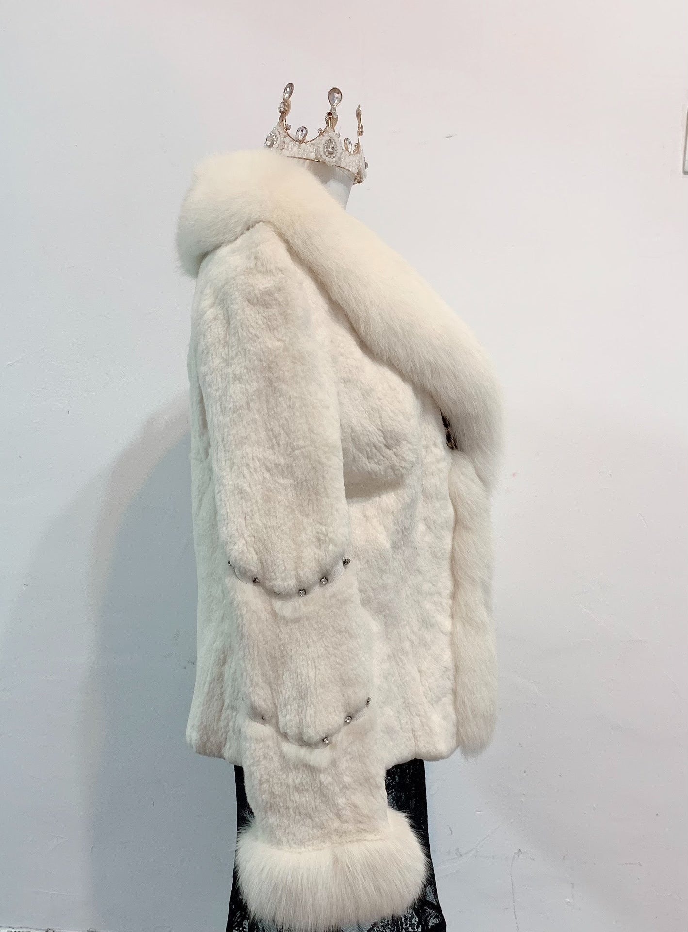 Vintage White Genuine Fur Coat