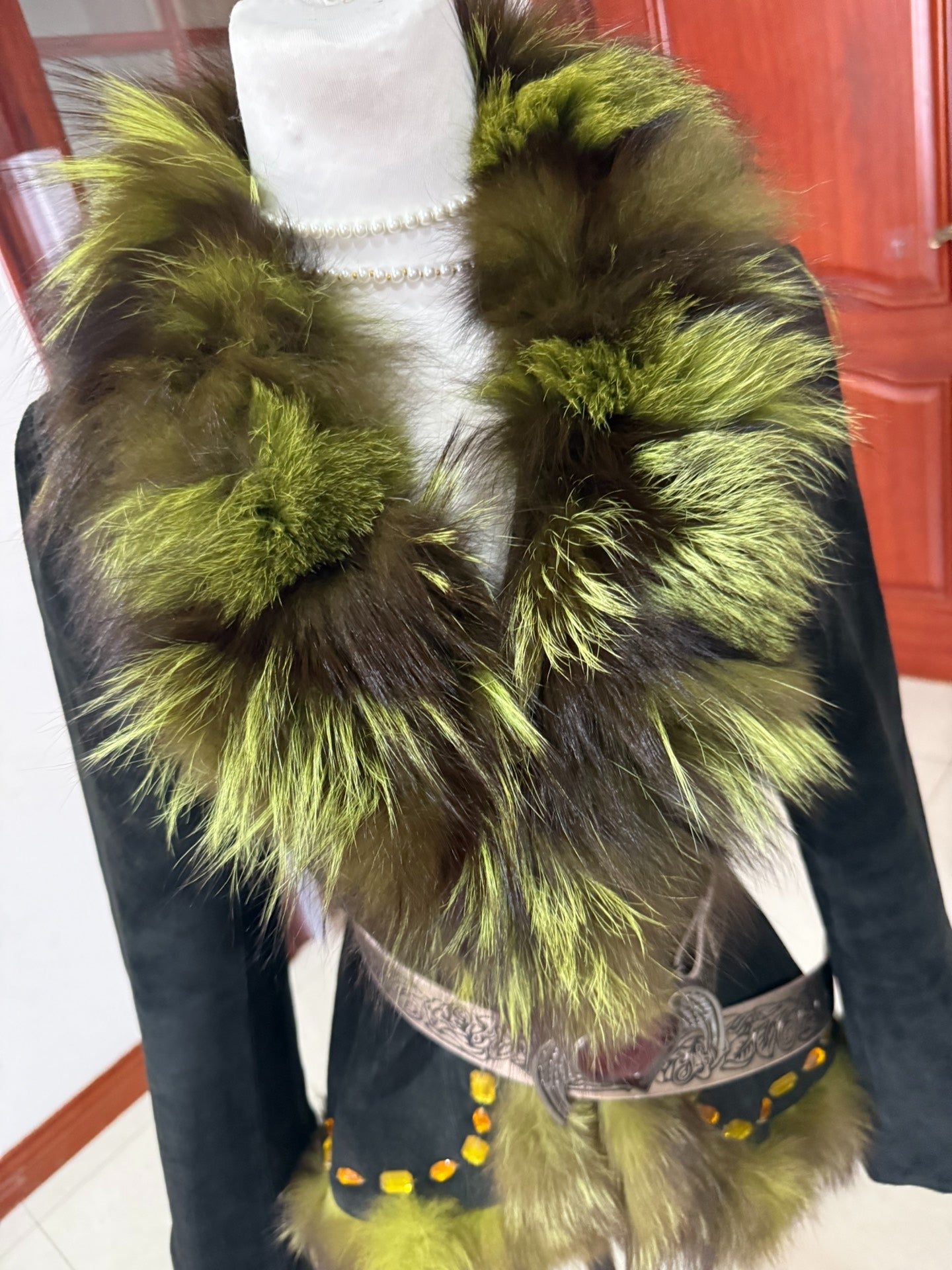 Vintage fur coat with fox fur collar