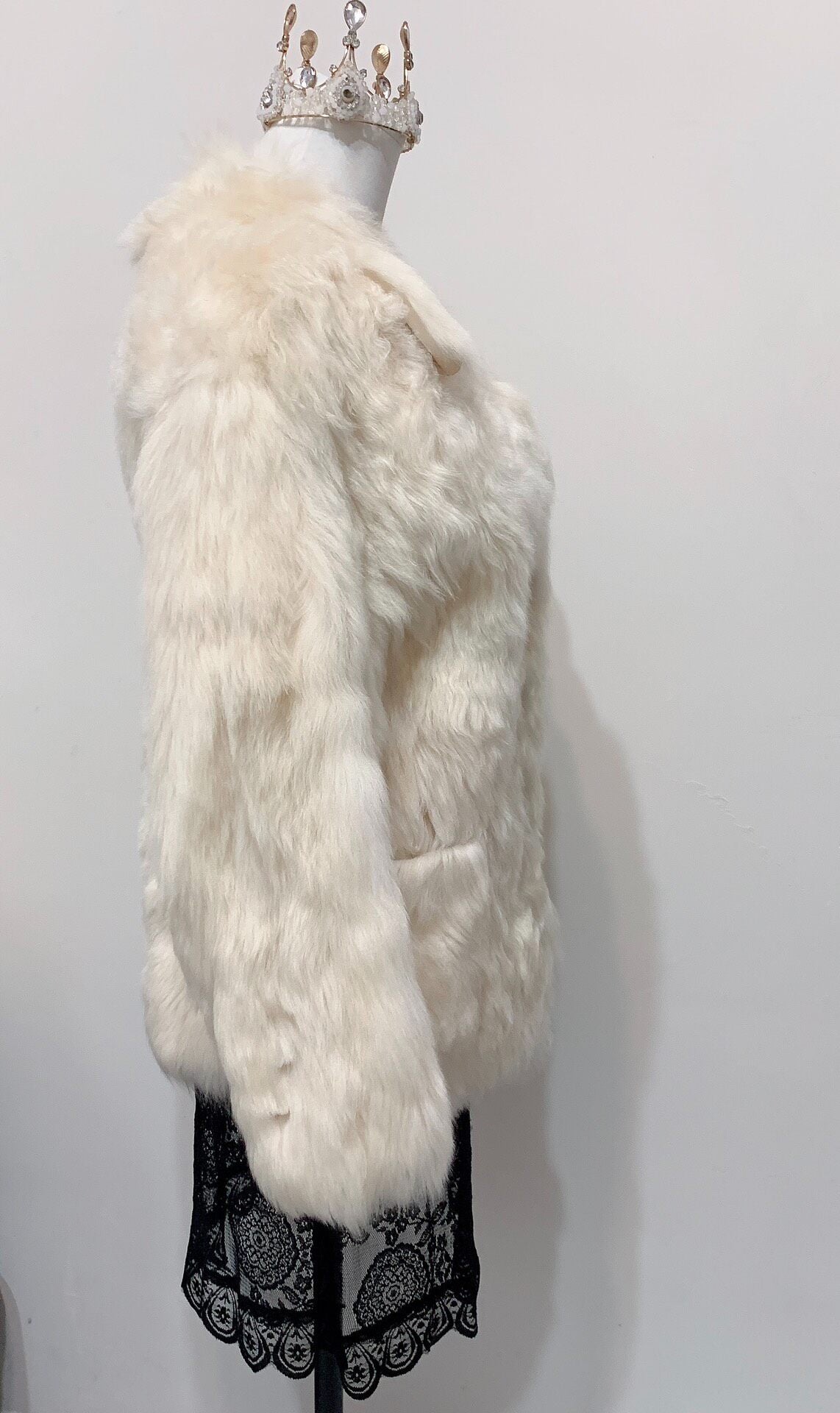 Vintage White Genuine Fur Coat