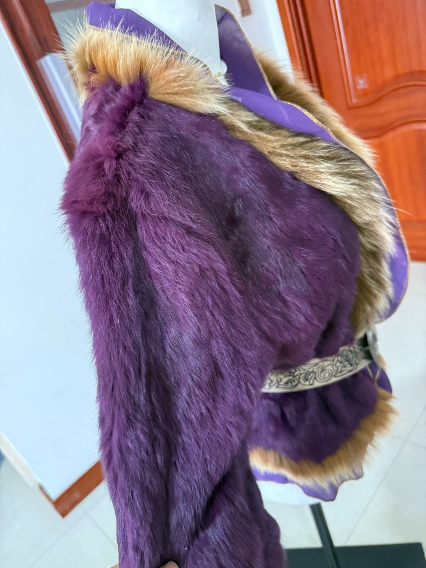 Vintage purple genuine fur coat